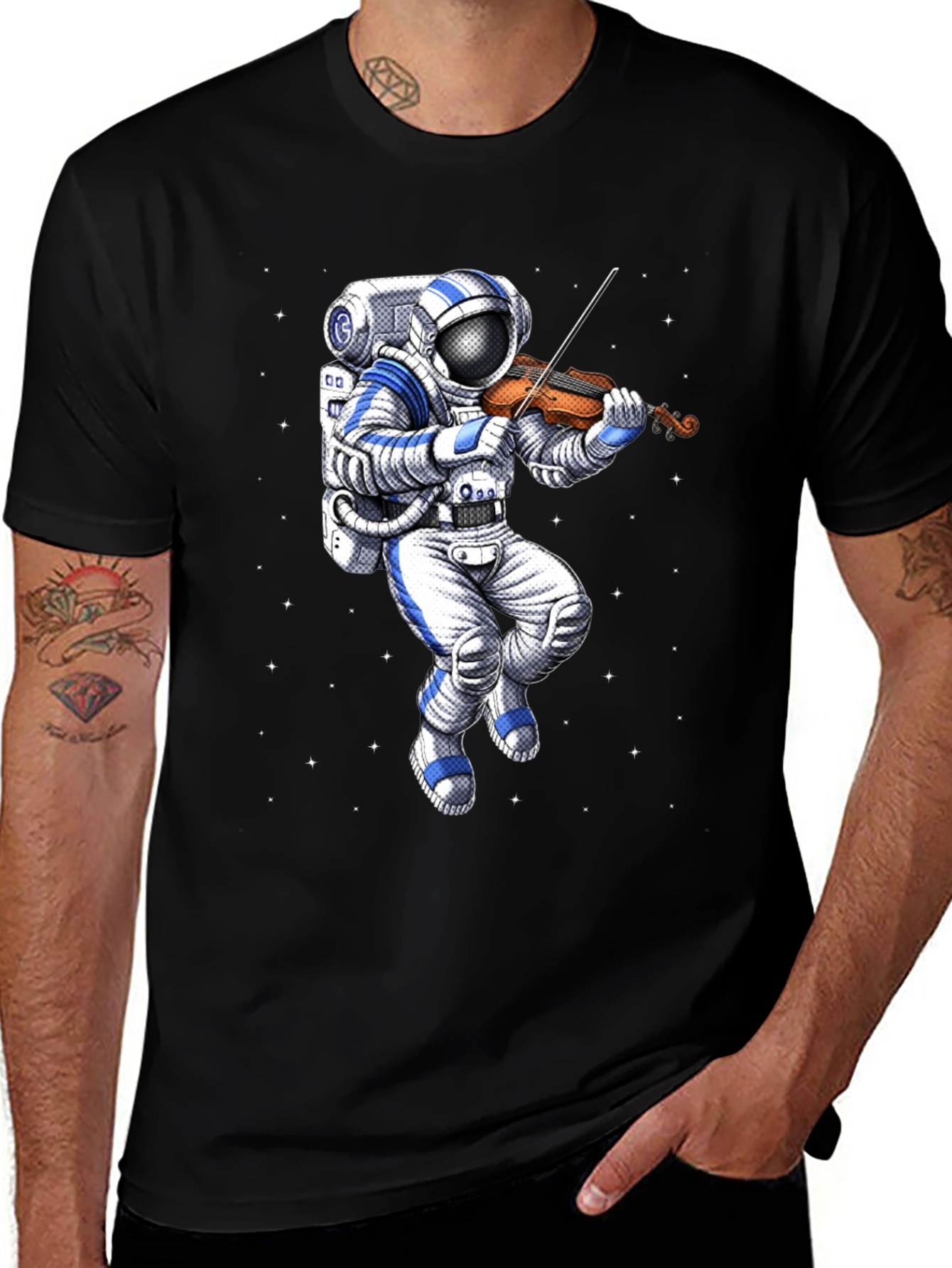 Variant 25 of Astronaut Violinist Graphic Tee - Space Musician T-Shirt
