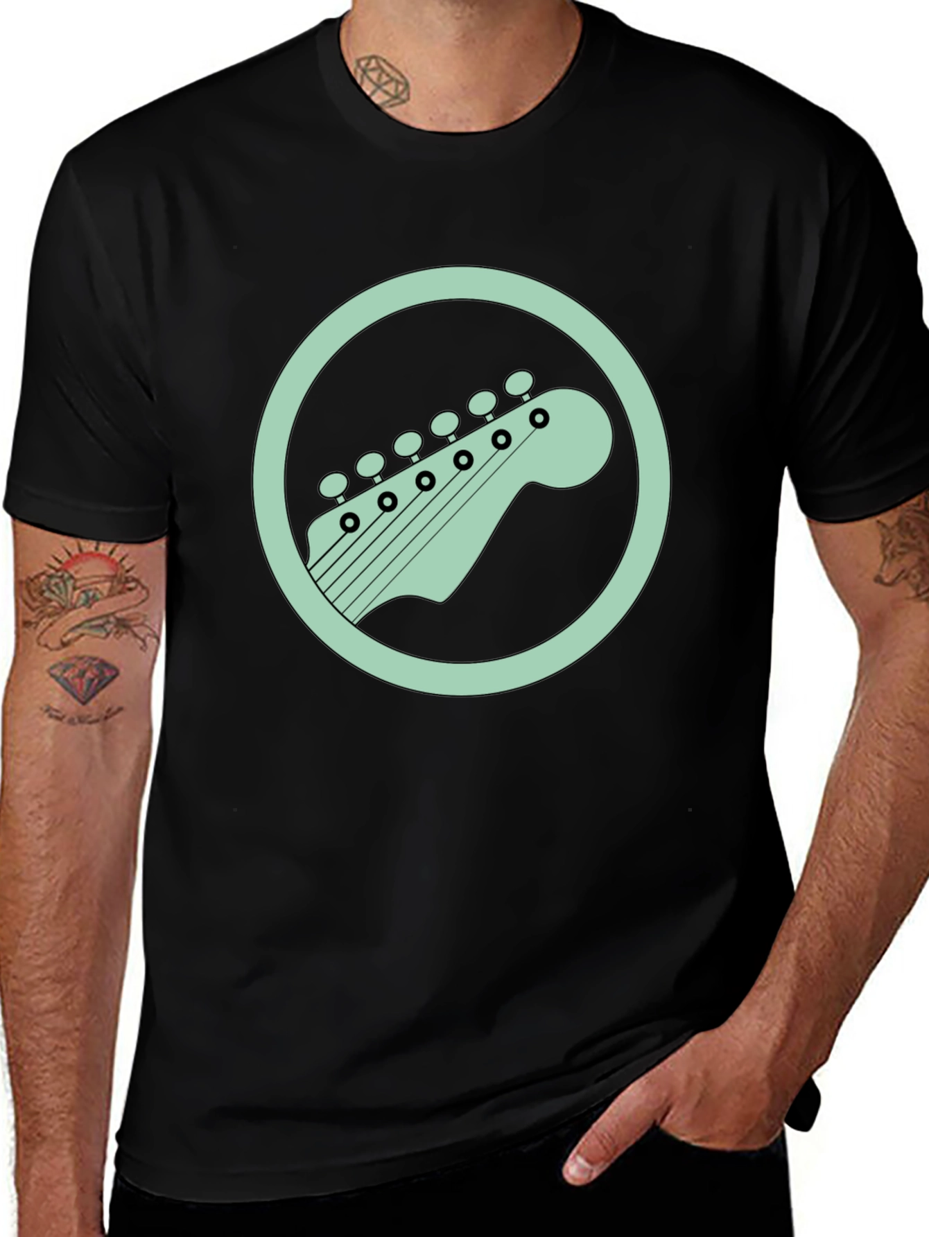 Variant 28 of Guitar Headstock Graphic Tee - Black
