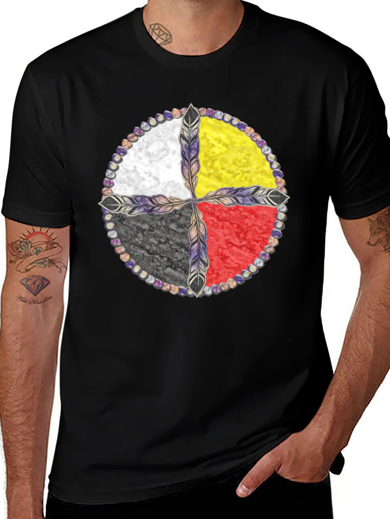 Variant 20 of Medicine Wheel T-Shirt - Indigenous Design