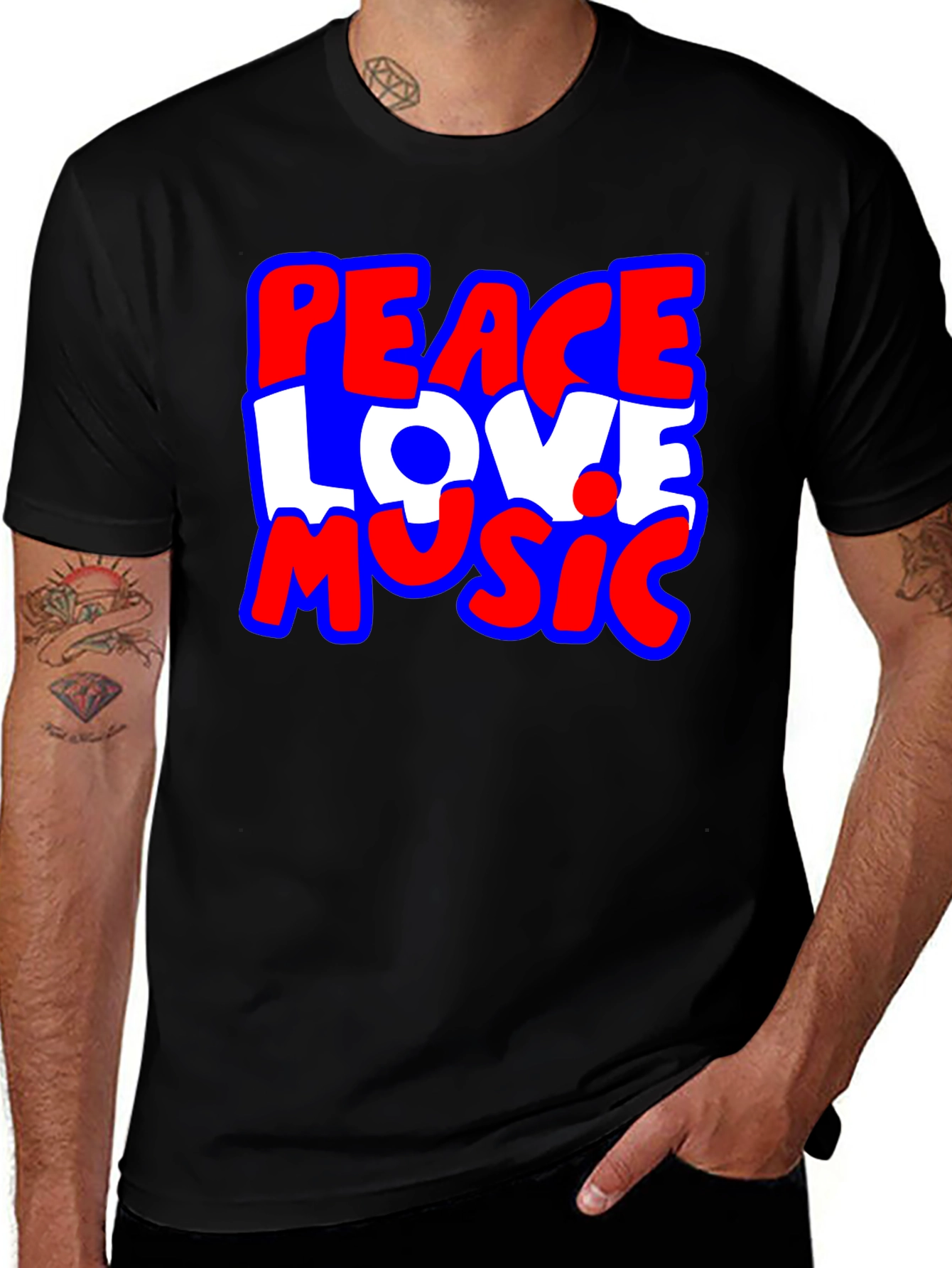 Variant 10 of Peace Love Music Graphic T-Shirt