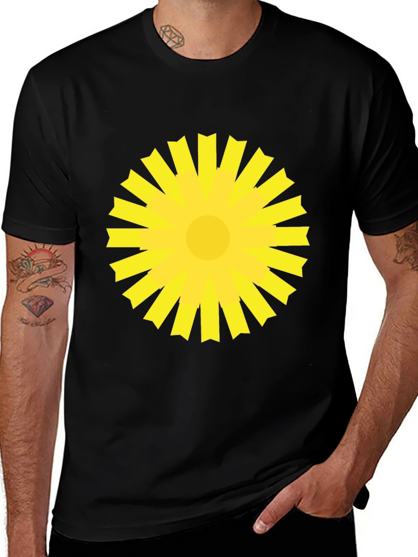 Variant 27 of Sunburst Graphic Tee - Bold Yellow Design on Black
