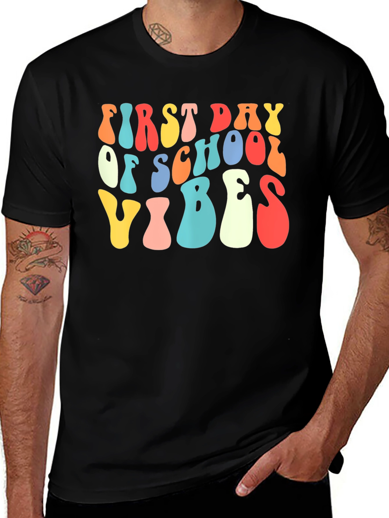 Black First Day of School Vibes Retro Tee main image
