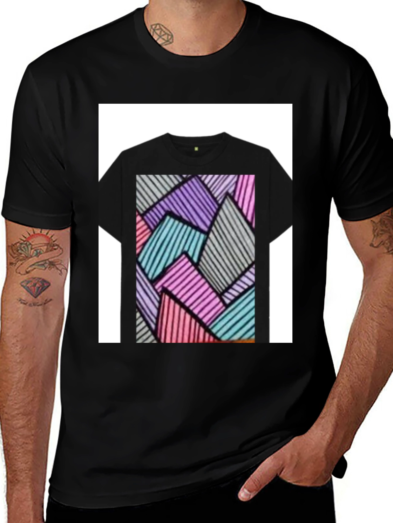 Abstract Geometric Black T-Shirt