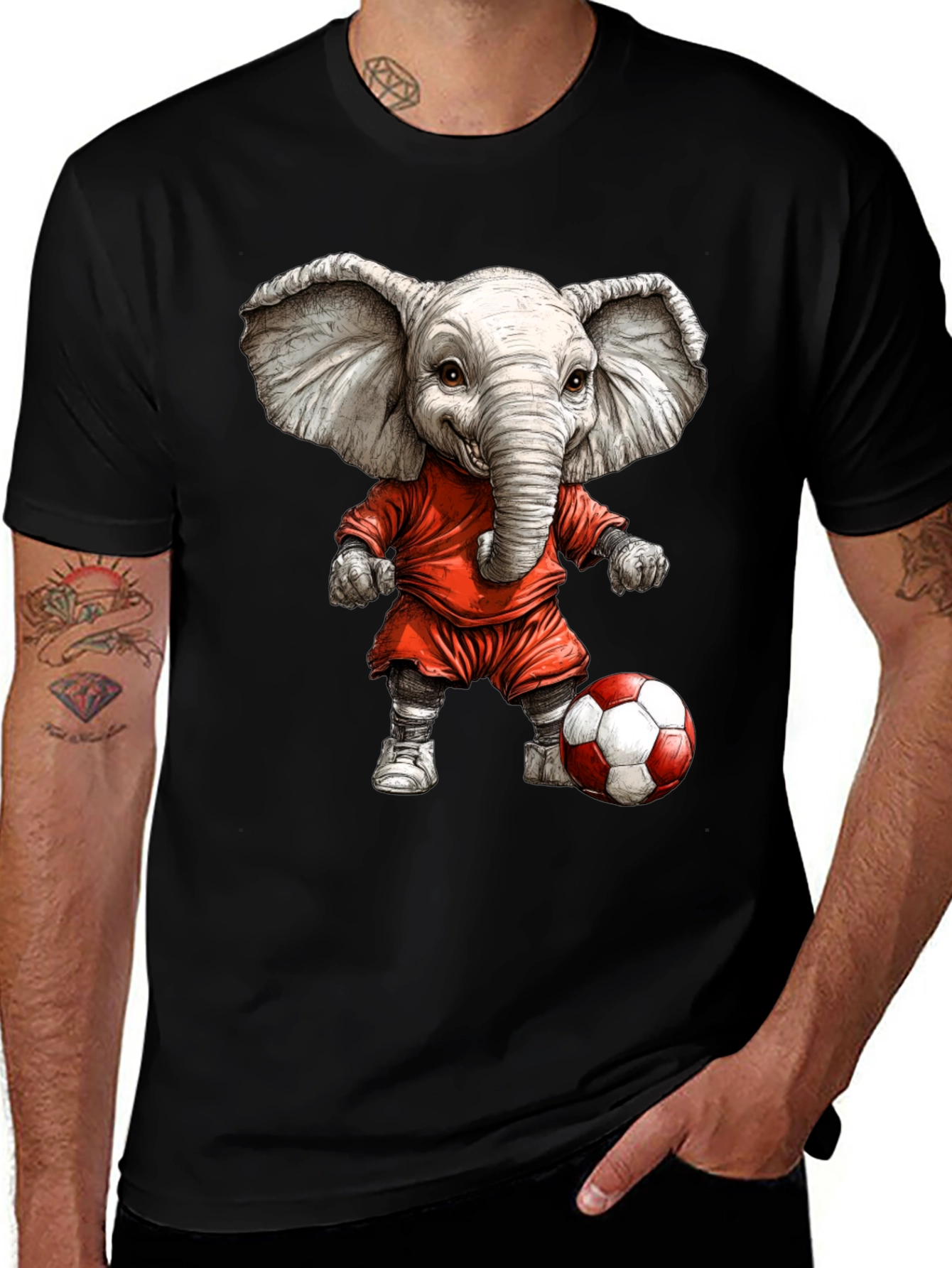Variant 7 of Elephant Soccer Player Graphic Tee