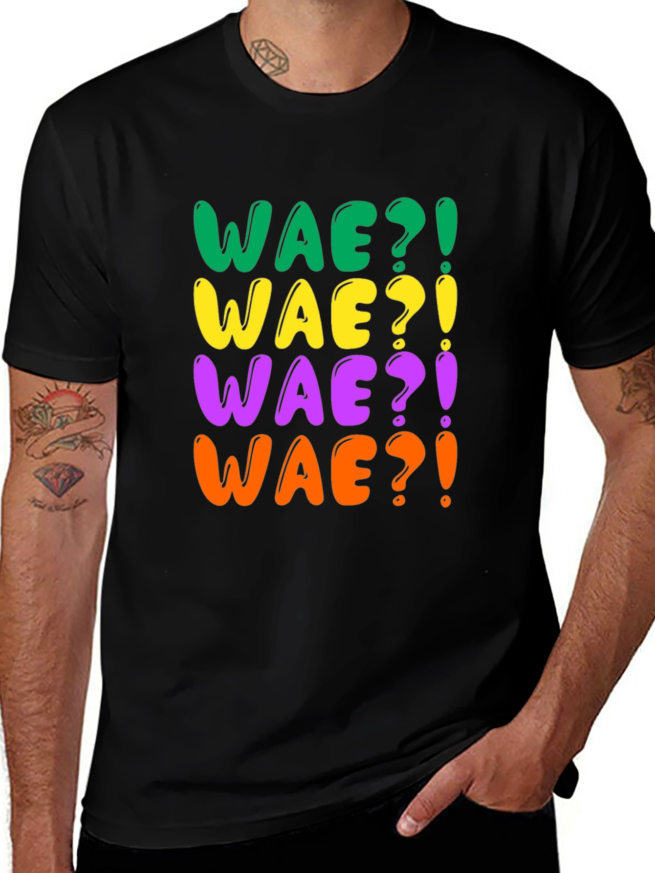 Variant 23 of Colorful "WAE?!" Graphic T-Shirt - Statement Tee
