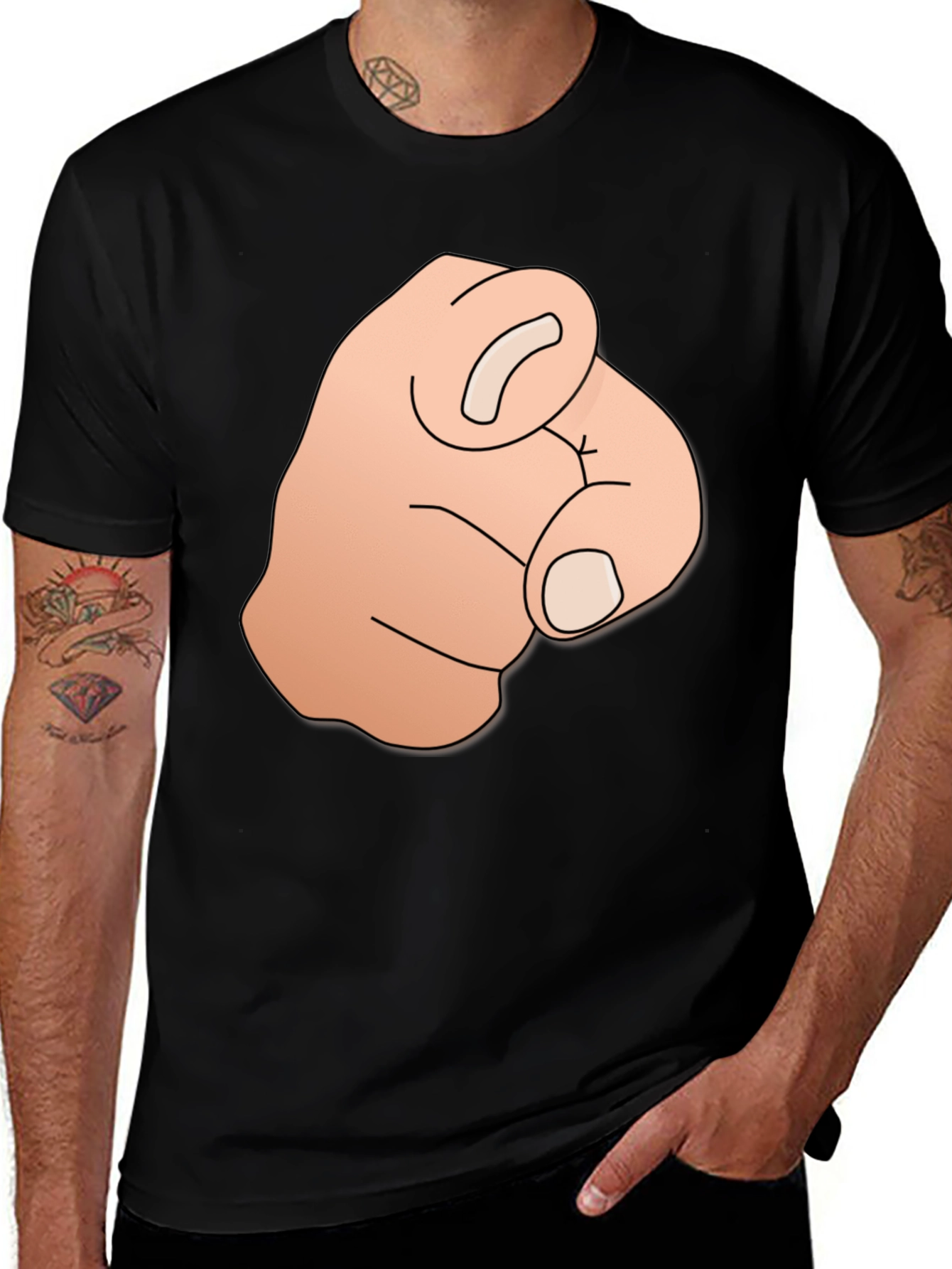 Variant 12 of Pointing Finger Graphic Tee - Bold Black T-Shirt