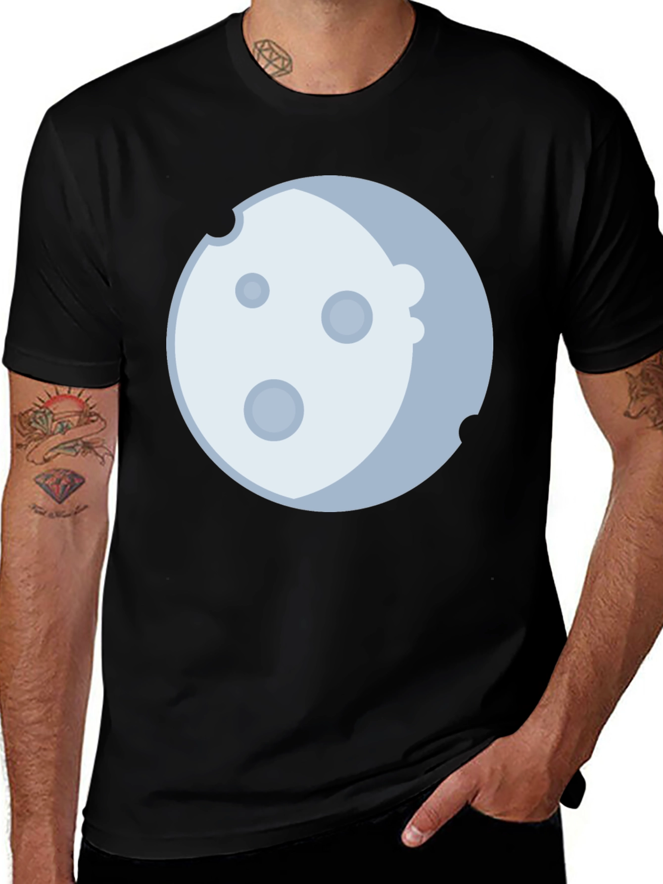 Variant 4 of Lunar Graphic Tee - Black Cotton Blend, Moon Design