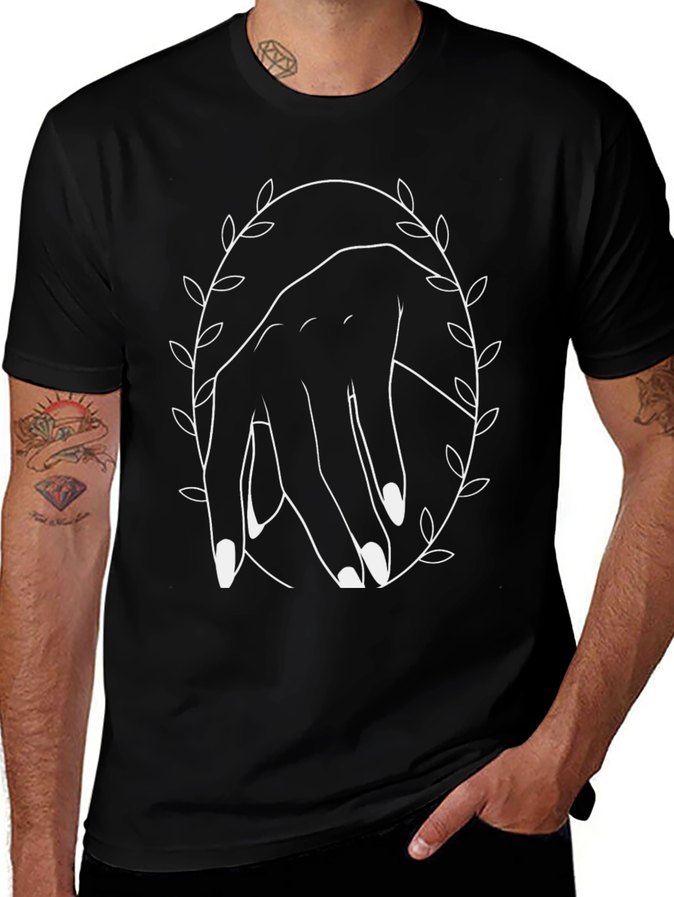 Variant 8 of Minimalist Hand Graphic Tee - Black