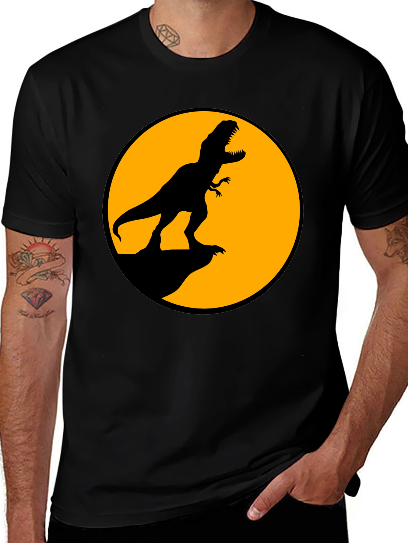 T-Rex Silhouette Graphic Tee - Black