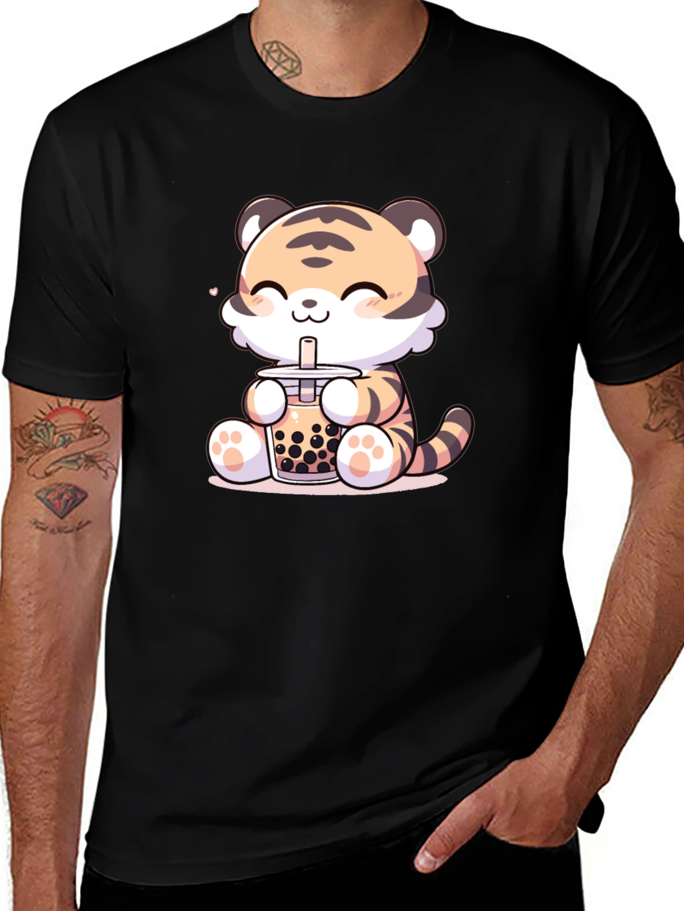 Variant 17 of Cute Tiger Boba Tea Graphic Tee
