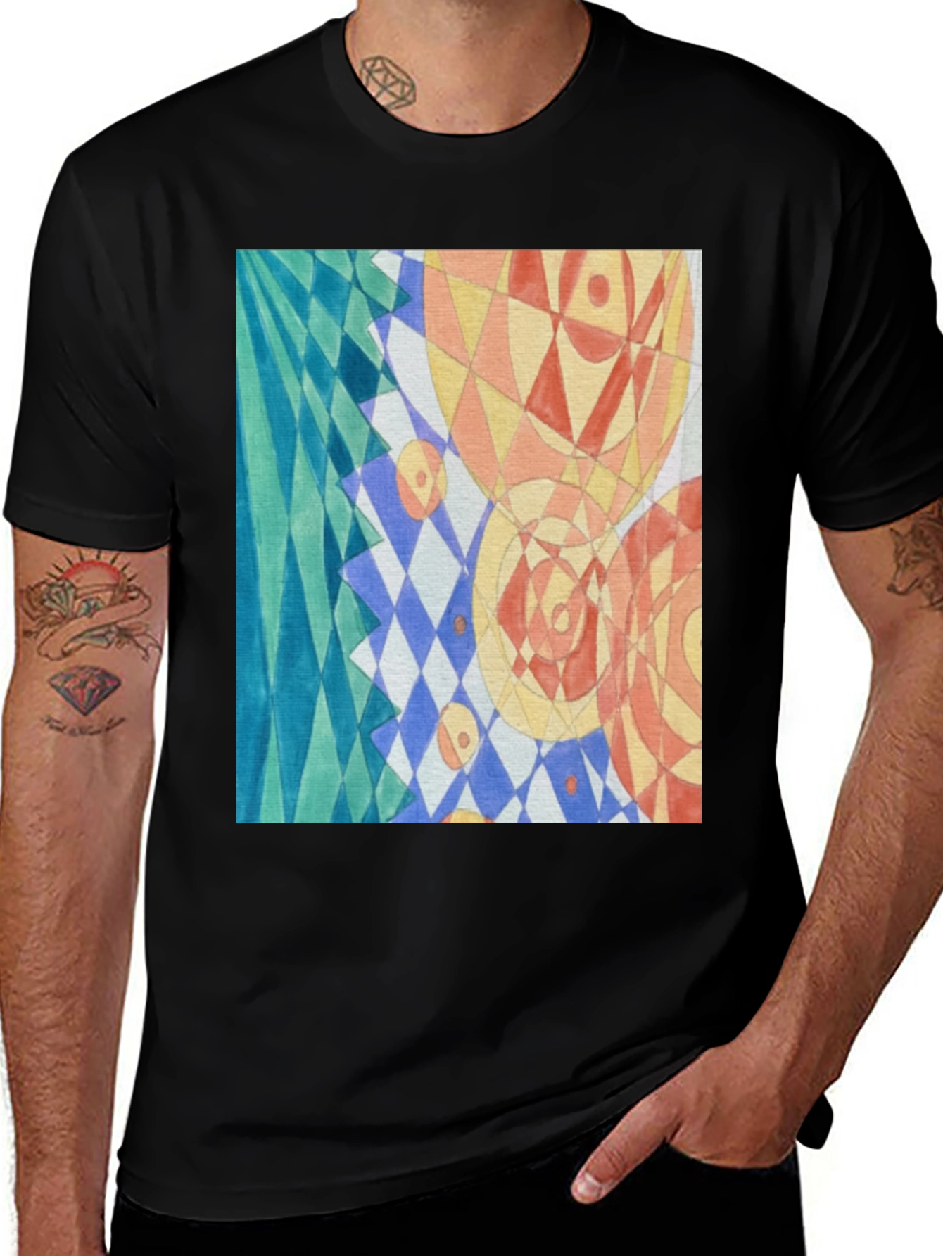 Variant 23 of Abstract Art Black T-Shirt, Unique Graphic Tee