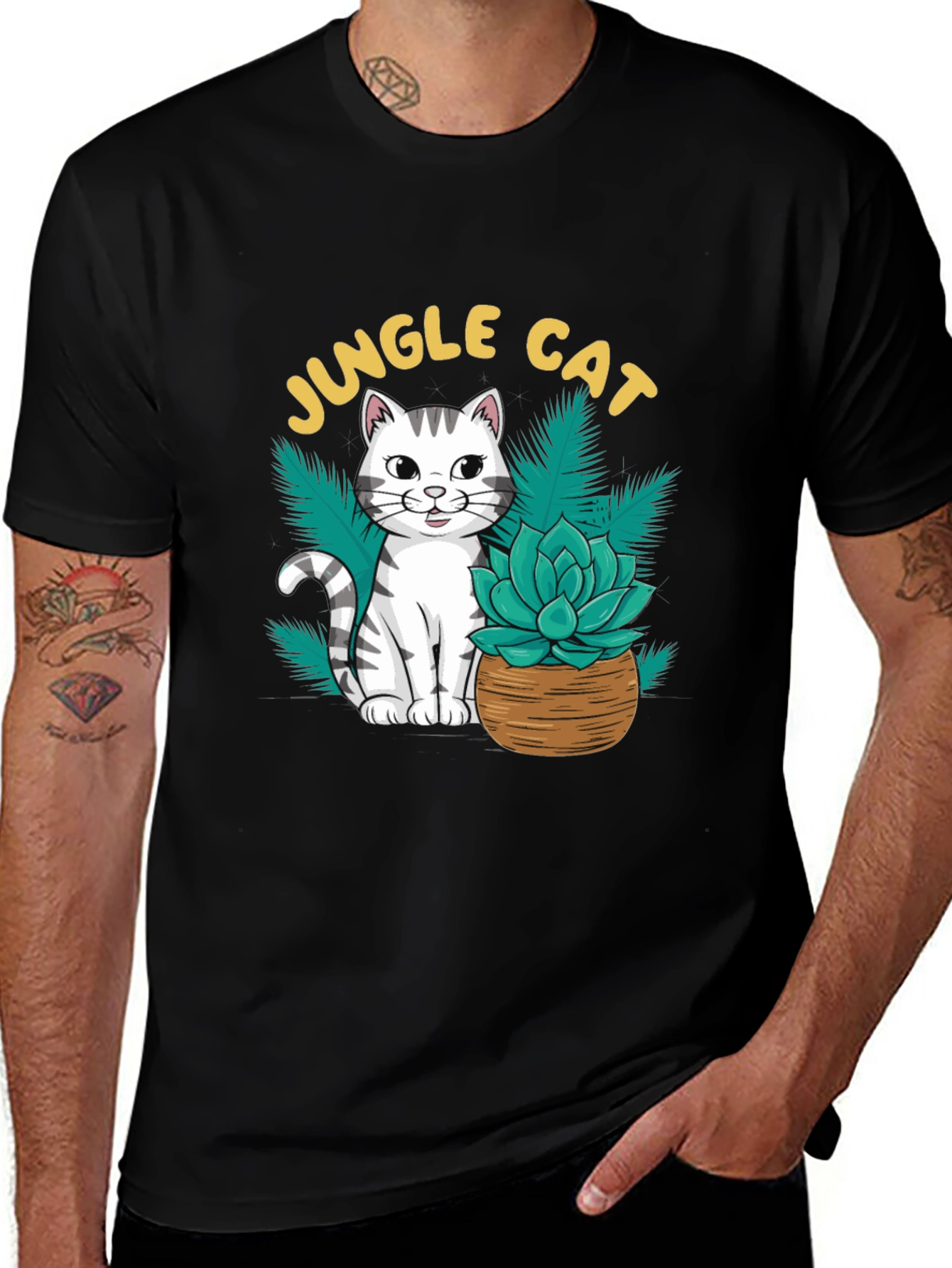 Variant 6 of Jungle Cat Graphic T-Shirt - Cool Cat Lover Tee