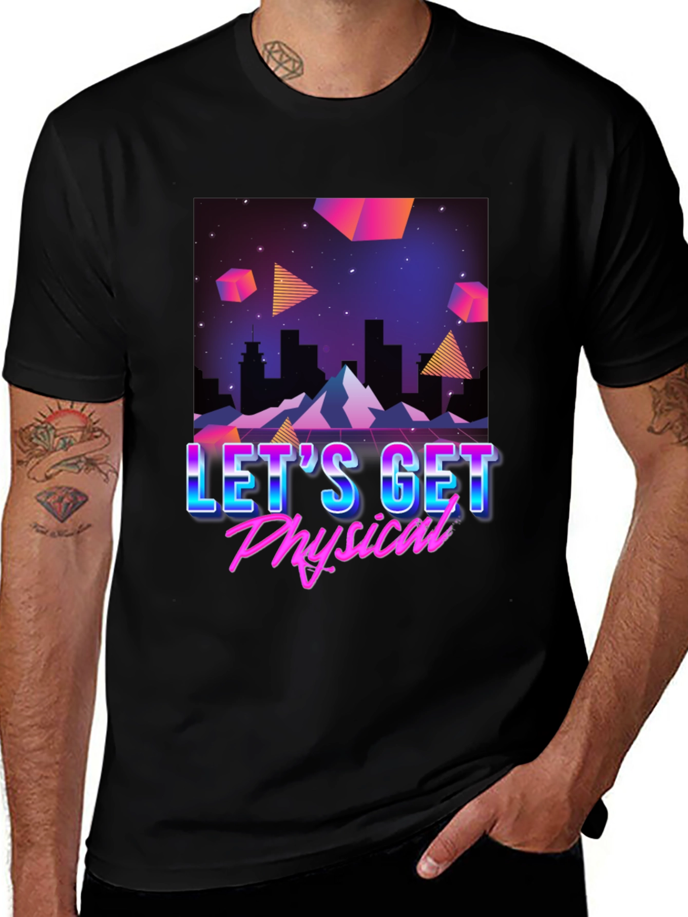 Variant 6 of Retro 80s Let's Get Physical T-Shirt - Black