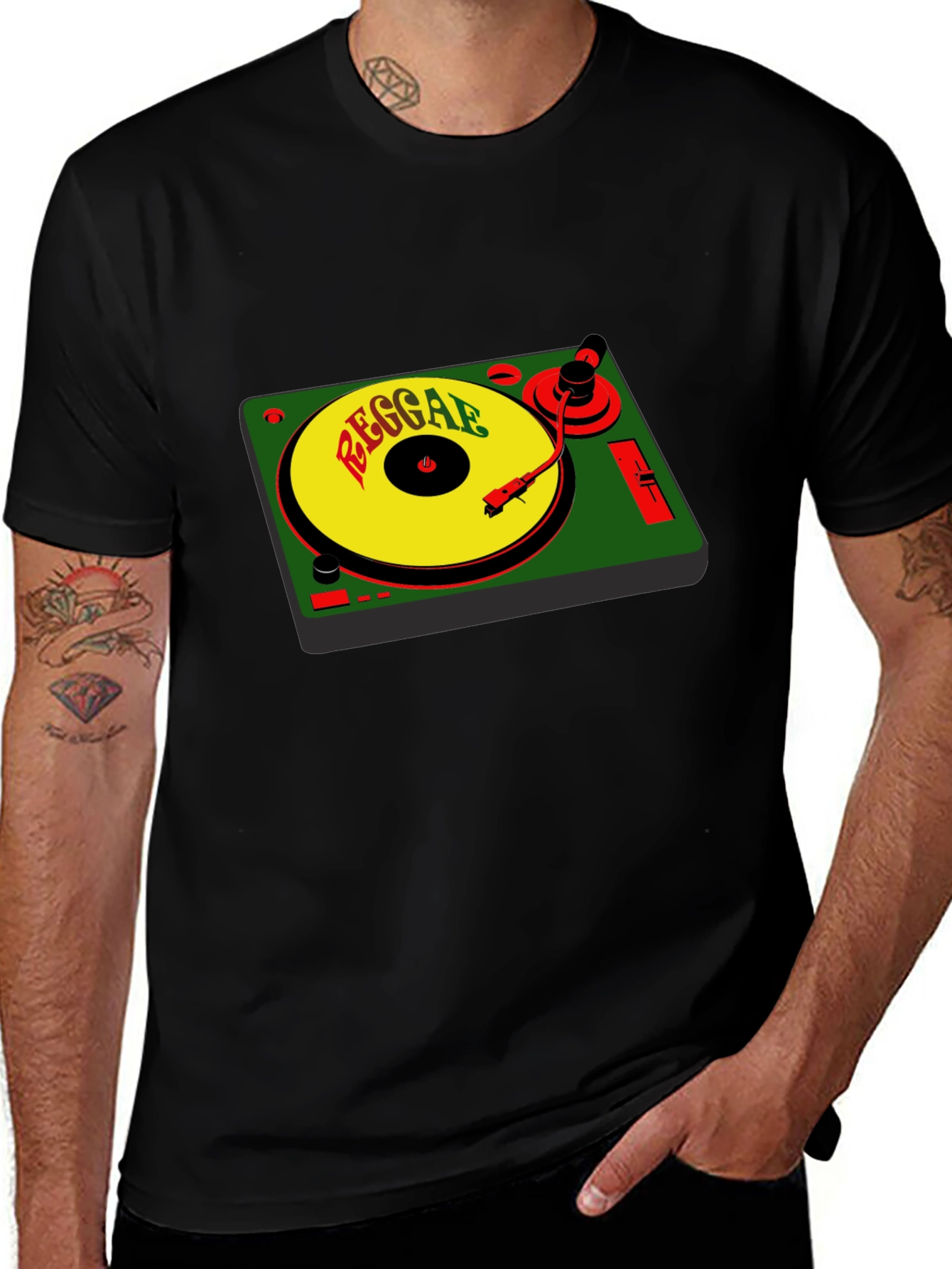 Reggae Turntable Graphic Black T-Shirt