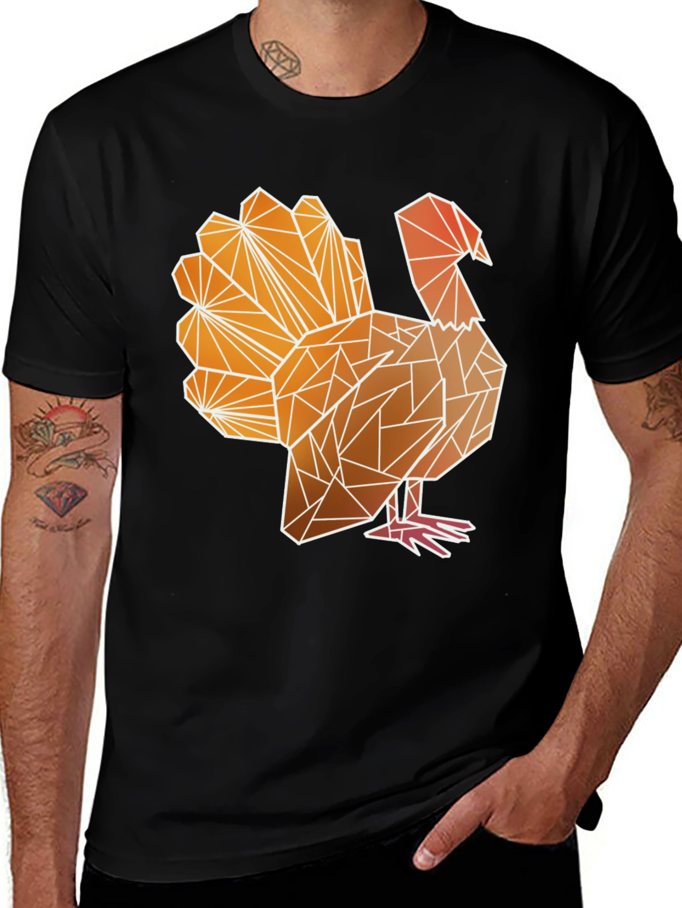 Variant 8 of Geometric Turkey Graphic Tee - Thanksgiving Style