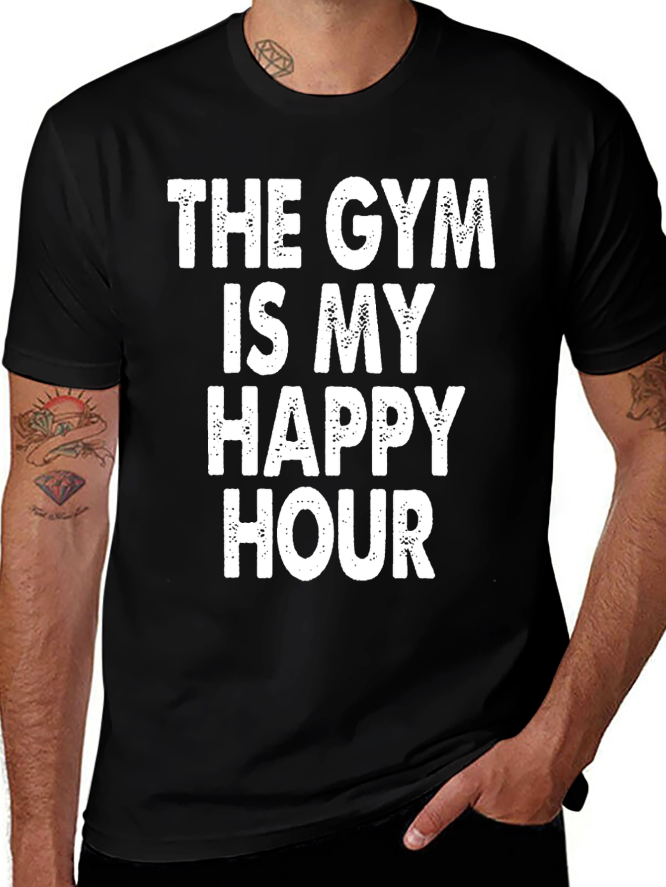 Variant 23 of Gym Happy Hour Black Graphic Tee