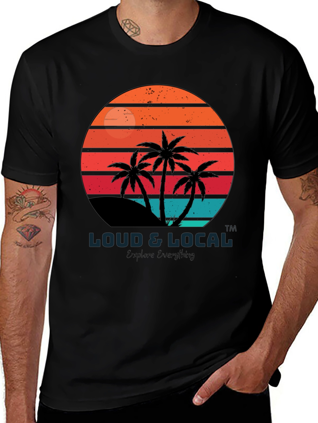 Variant 30 of Loud & Local Retro Palm Tree Graphic Tee