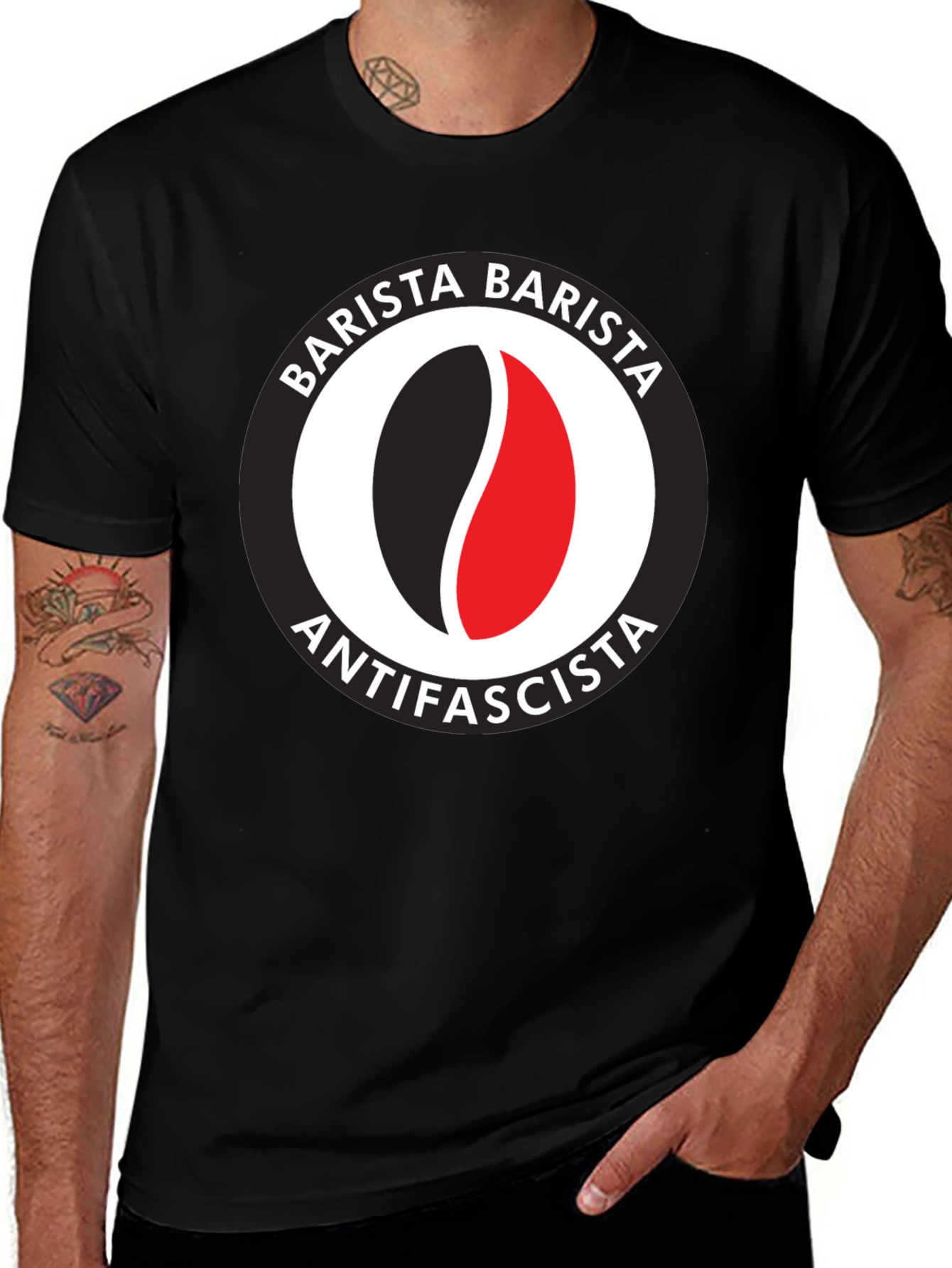 Variant 20 of Barista Antifascista Black T-Shirt