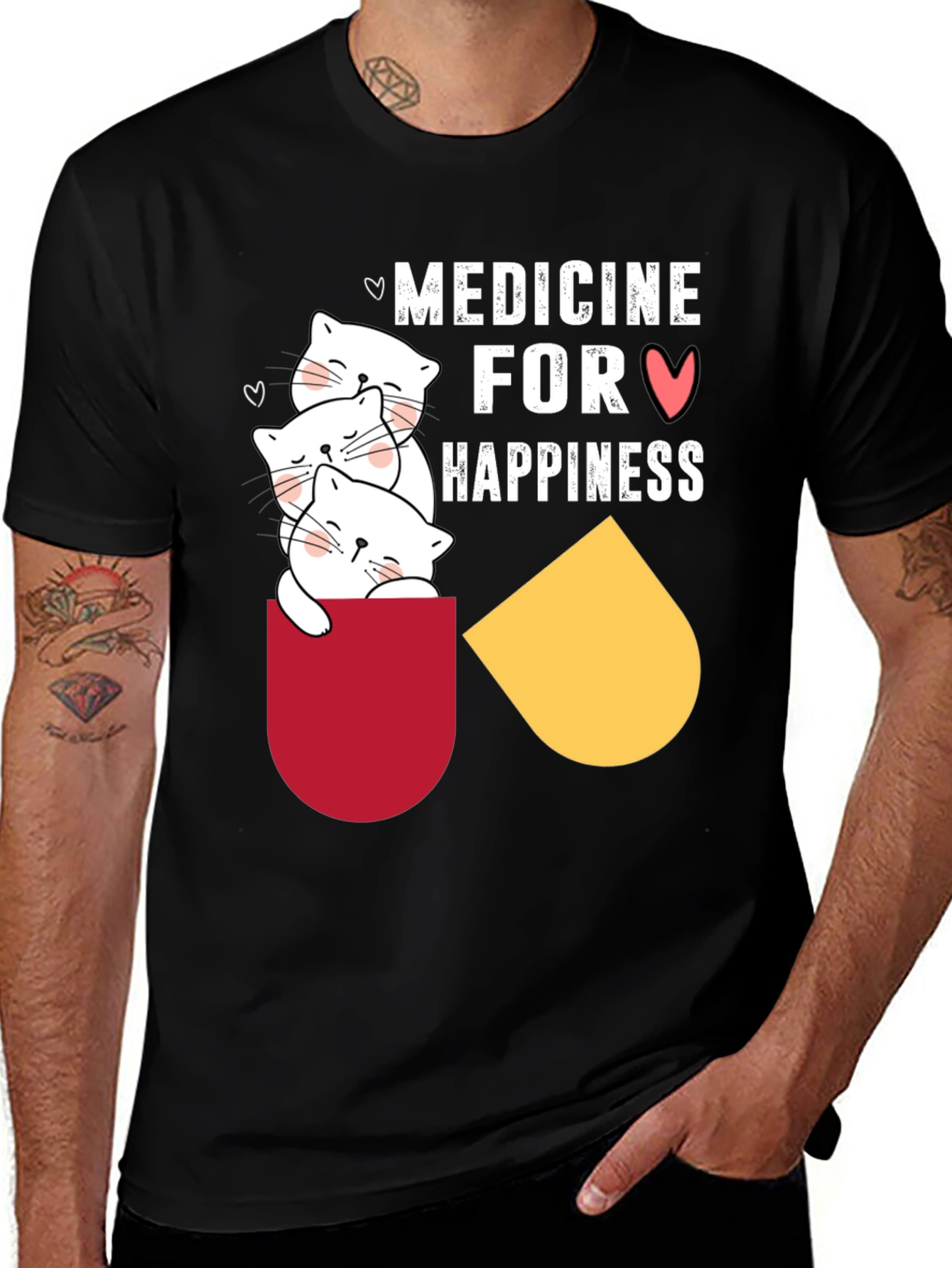 Variant 19 of Medicine for Happiness T-Shirt Cute Cats