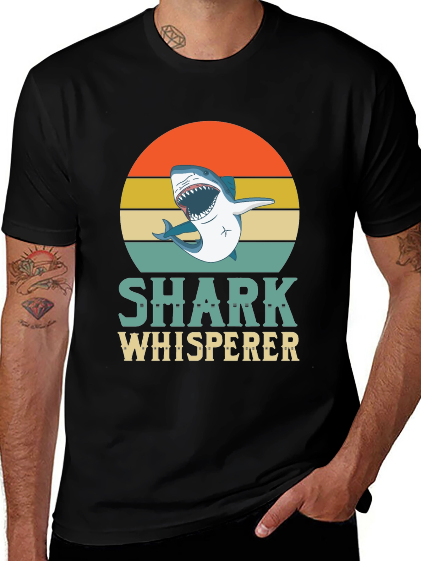 Variant 29 of Shark Whisperer Graphic Tee - Men's Black T-Shirt