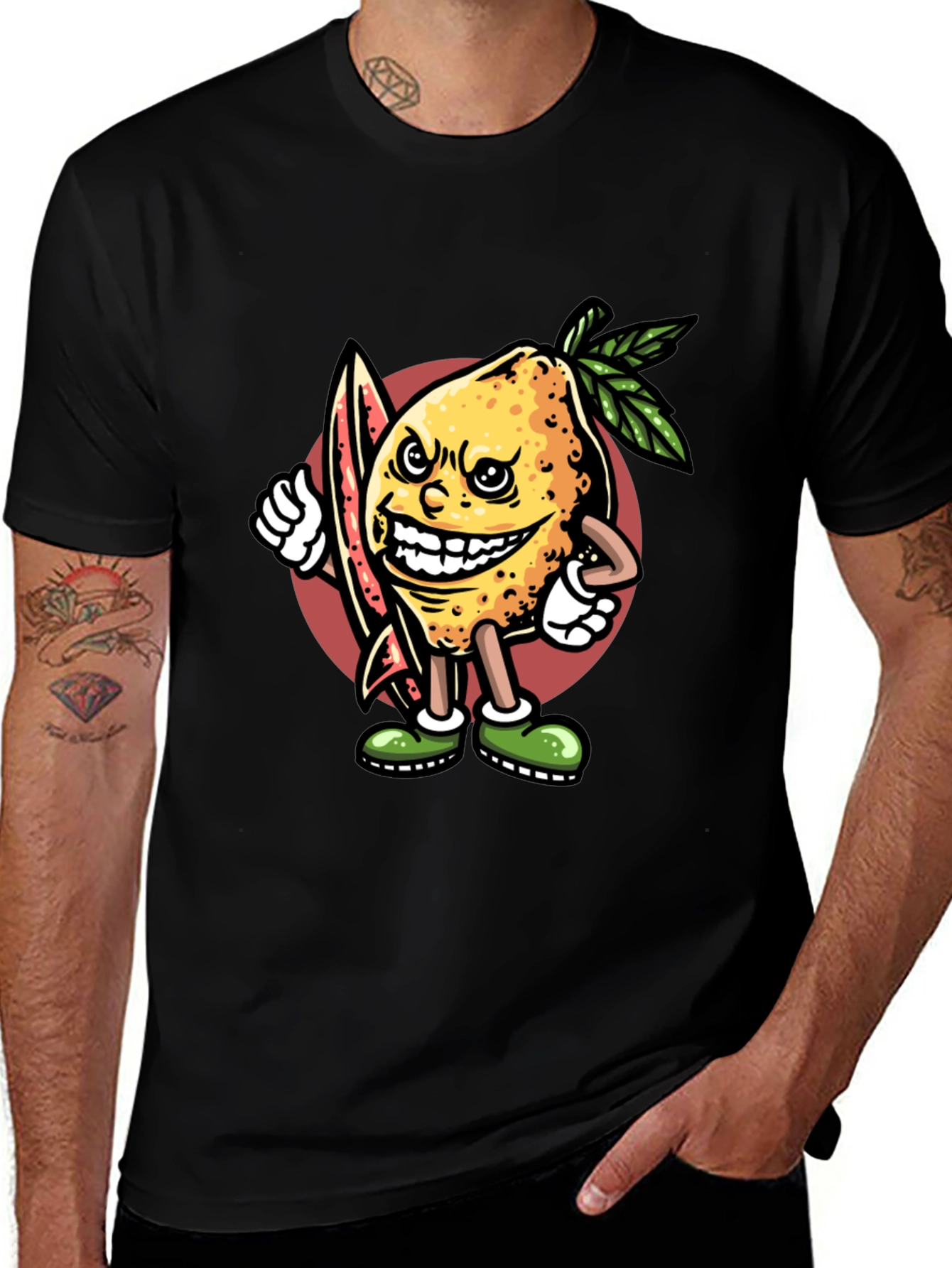 Variant 19 of Funny Lemon Surfer Graphic Tee