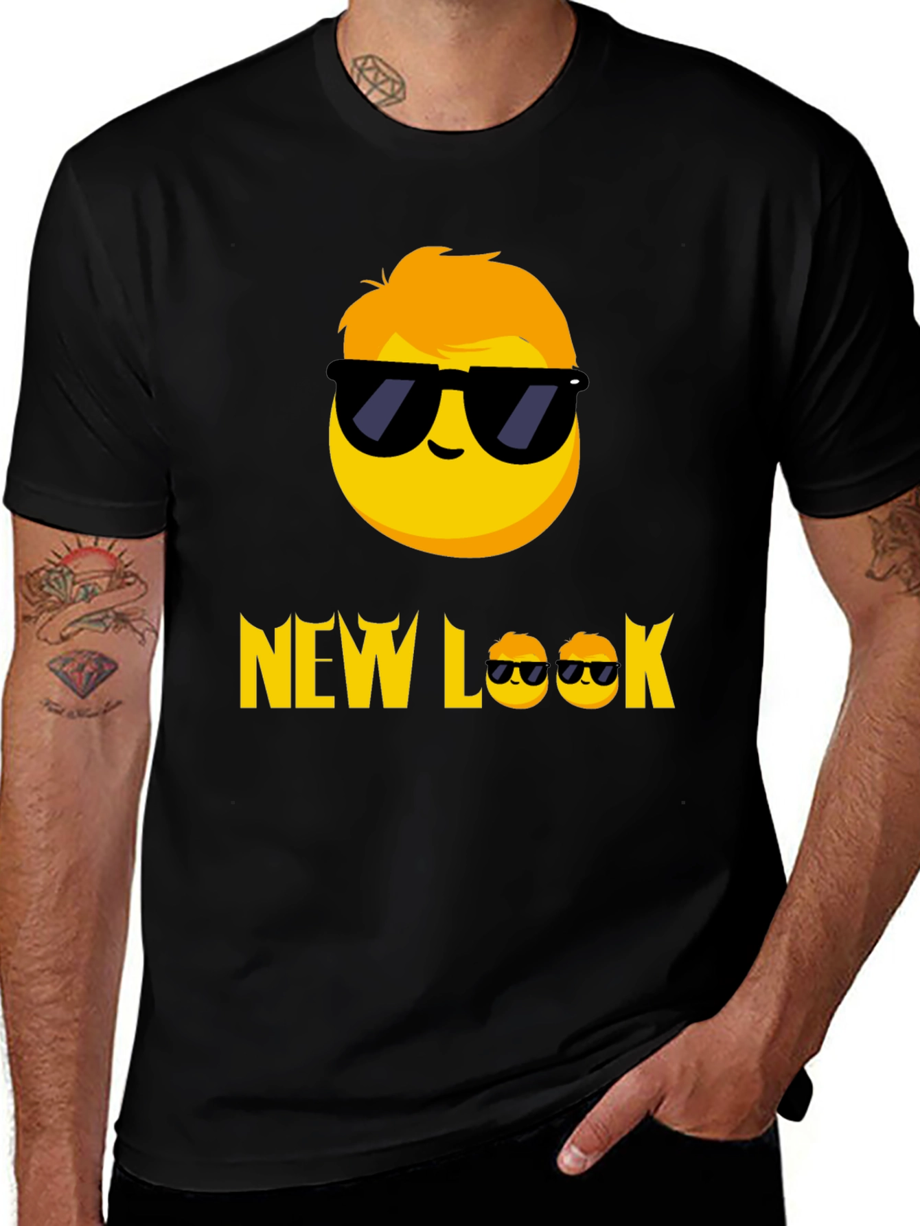Variant 4 of Cool Emoji Graphic Tee - "New Look" Black T-Shirt