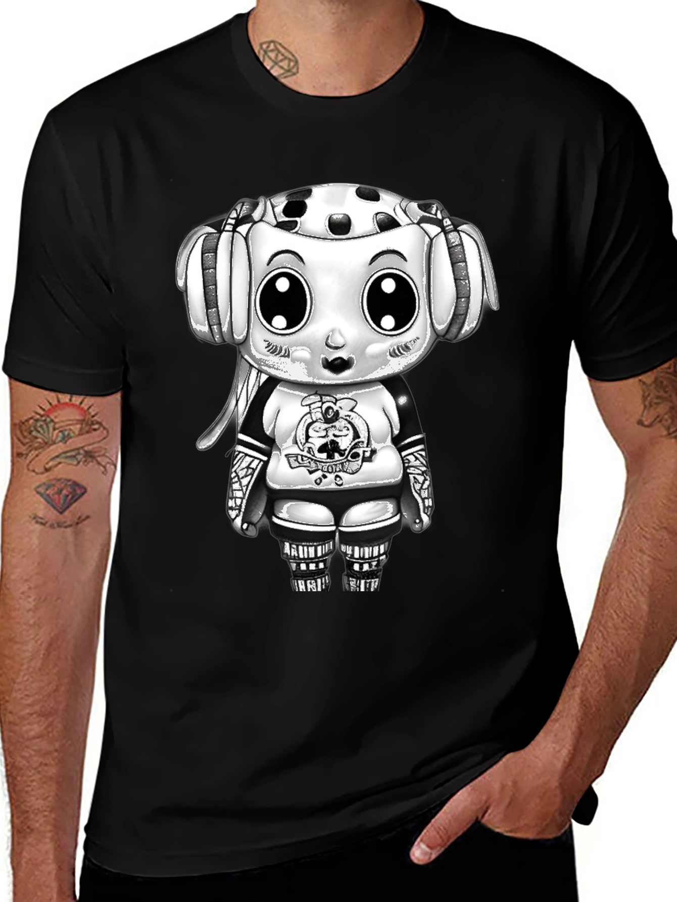 Variant 9 of Cartoon Character Black T-Shirt