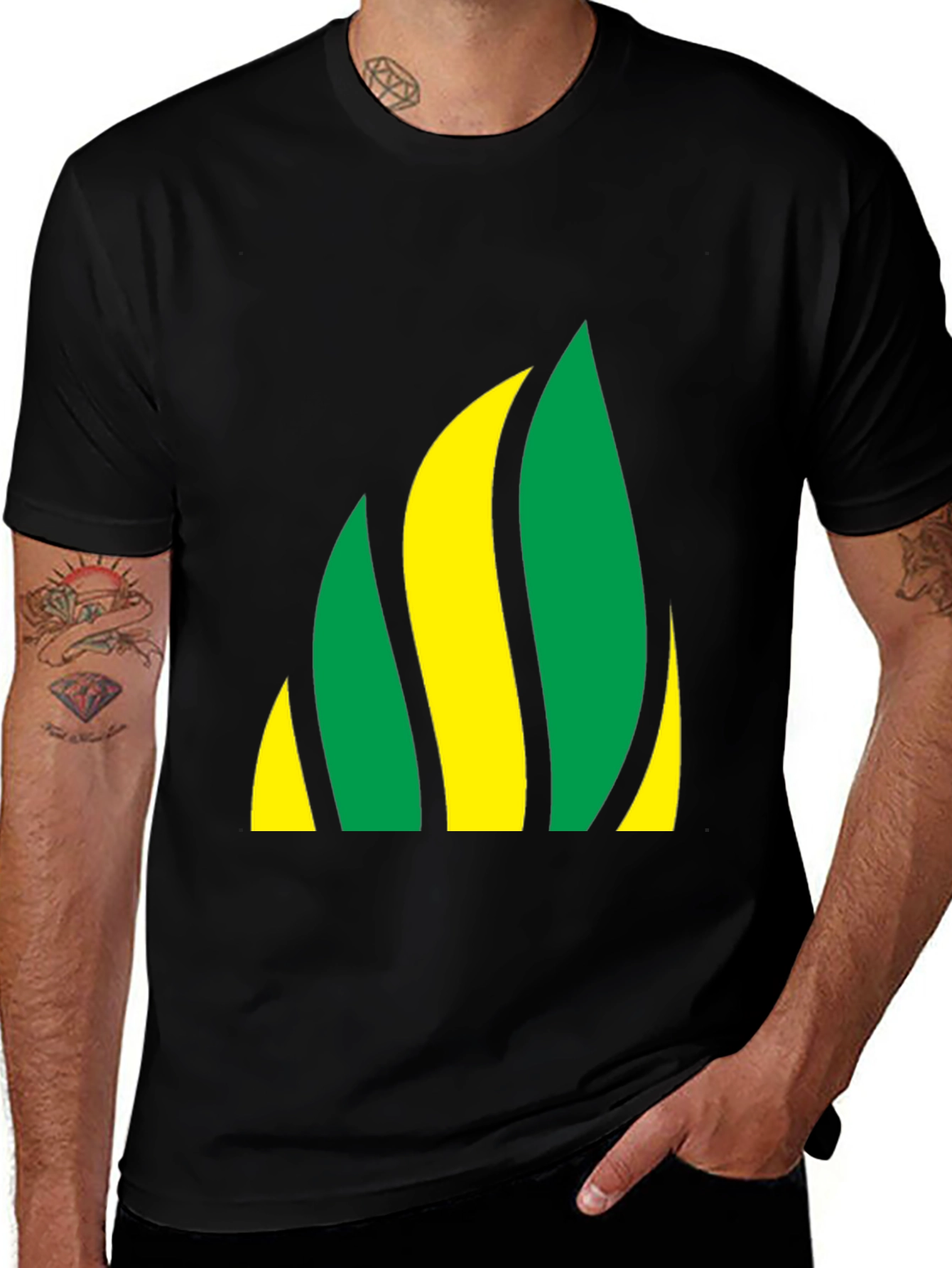 Variant 16 of Abstract Flame Tee - Black Crew Neck Shirt