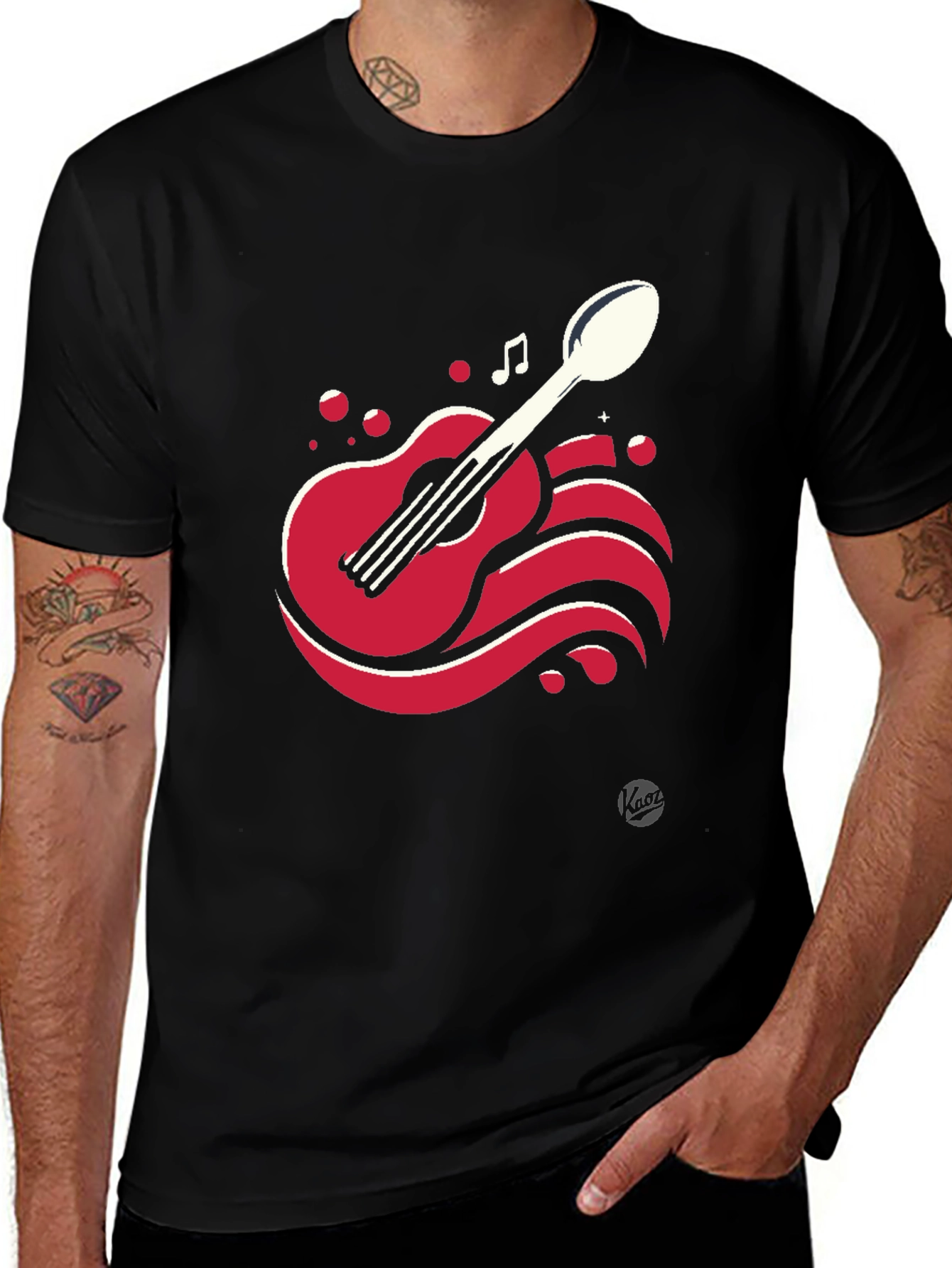 Variant 25 of Musical Spoon Guitar T-Shirt - Unique Design