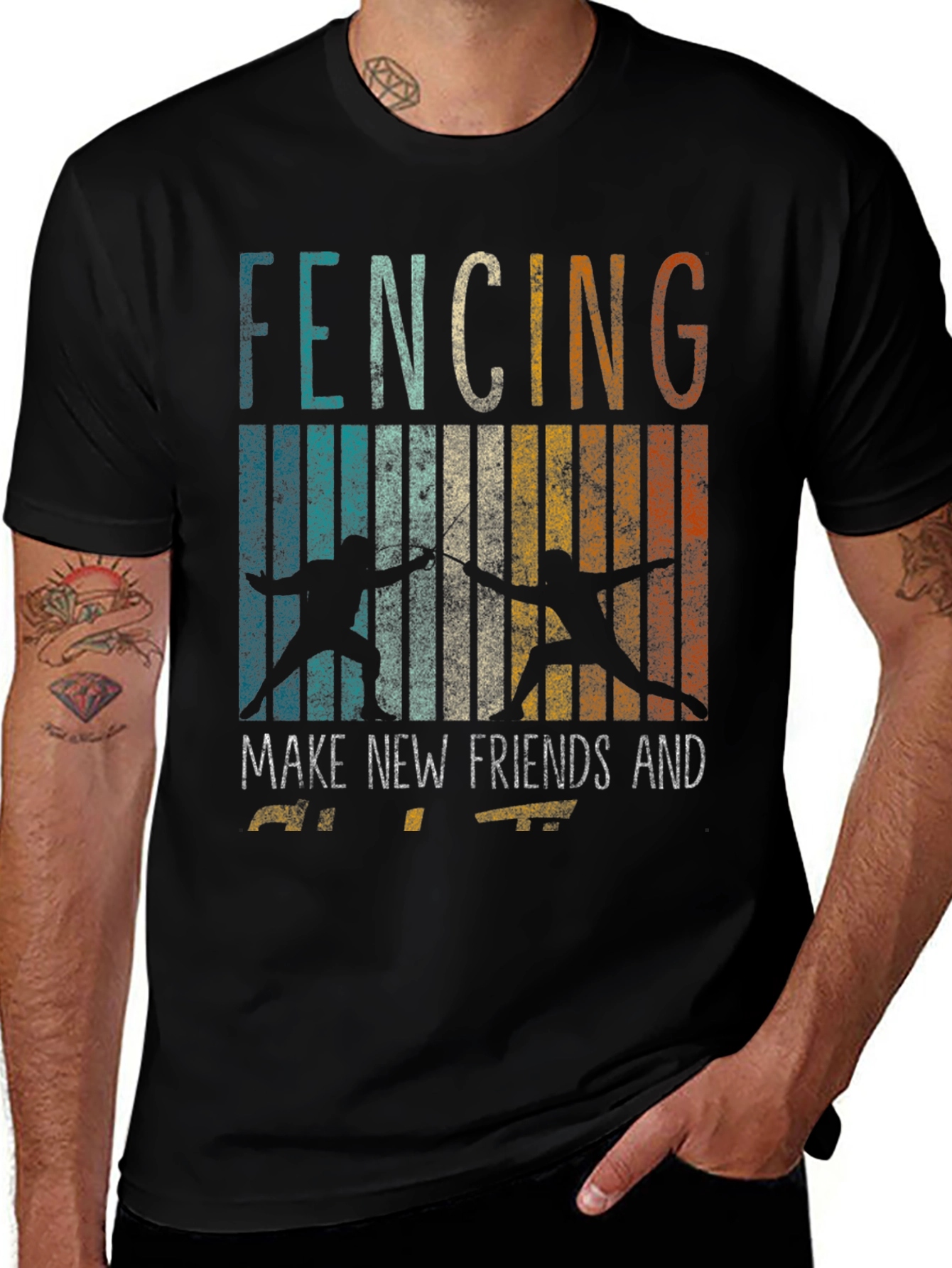Variant 11 of Fencing Make New Friends T-Shirt