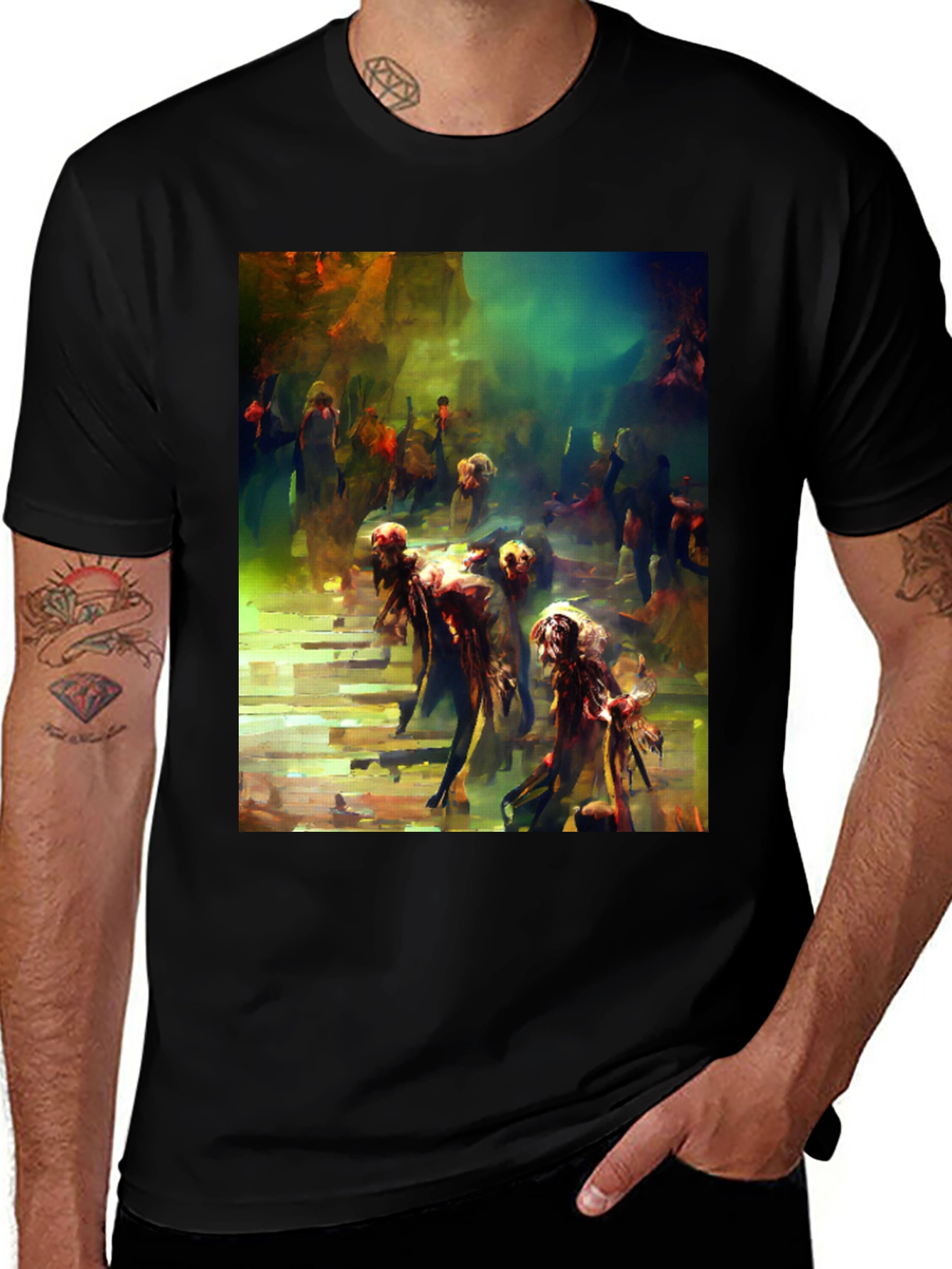 Variant 13 of Artistic Zombie Throng Graphic Tee