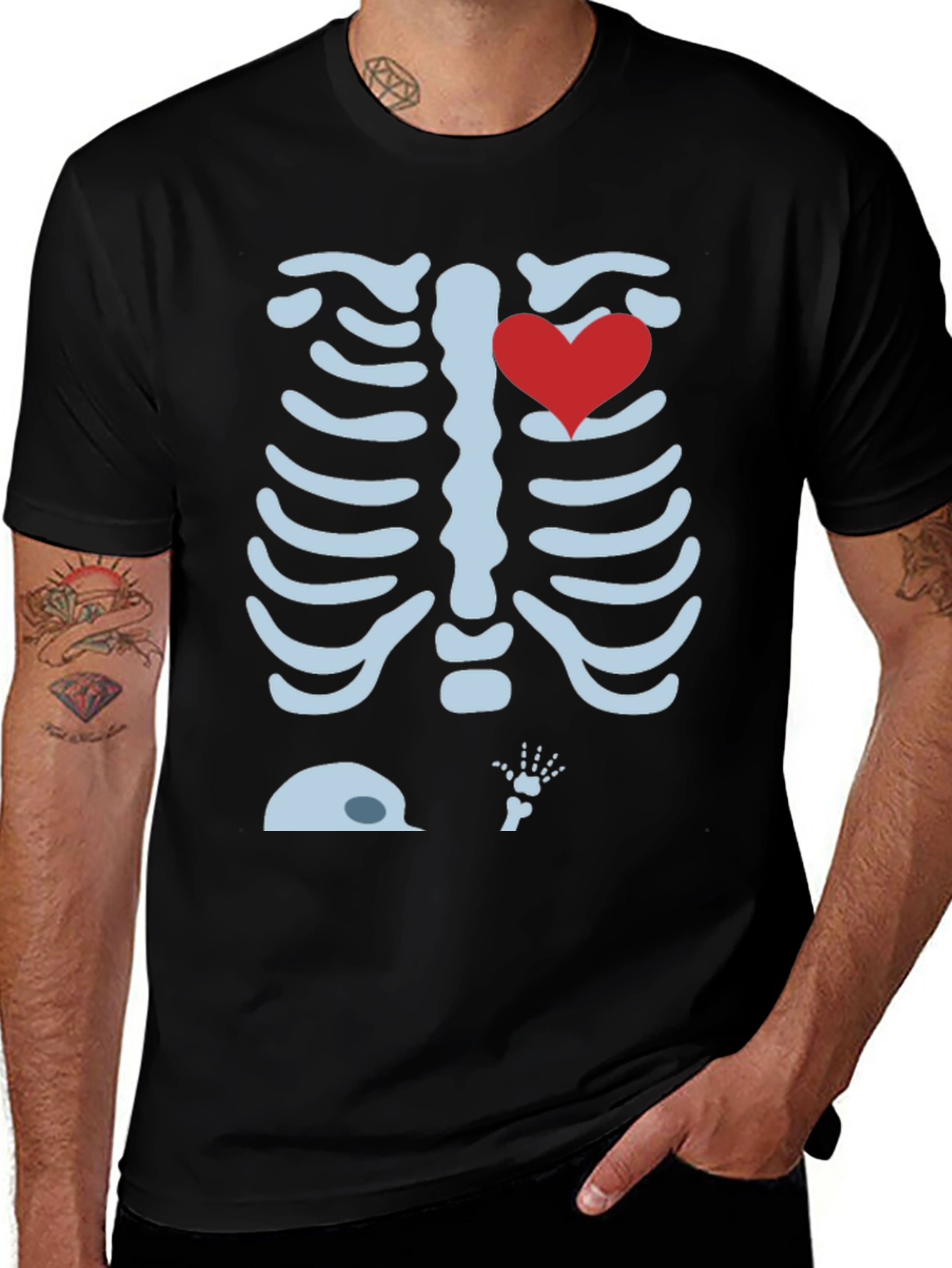Variant 12 of Skeleton Rib Cage Heart Halloween T-Shirt