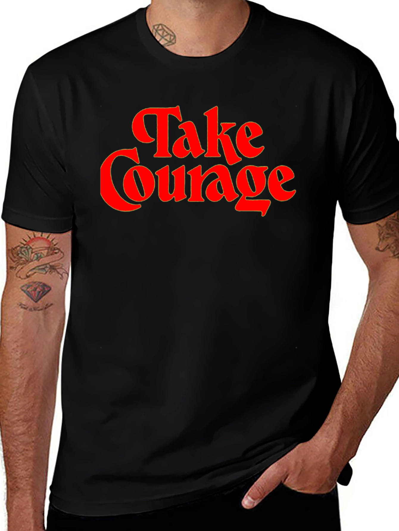 Variant 8 of Take Courage Graphic Tee - Bold Red Text on Black
