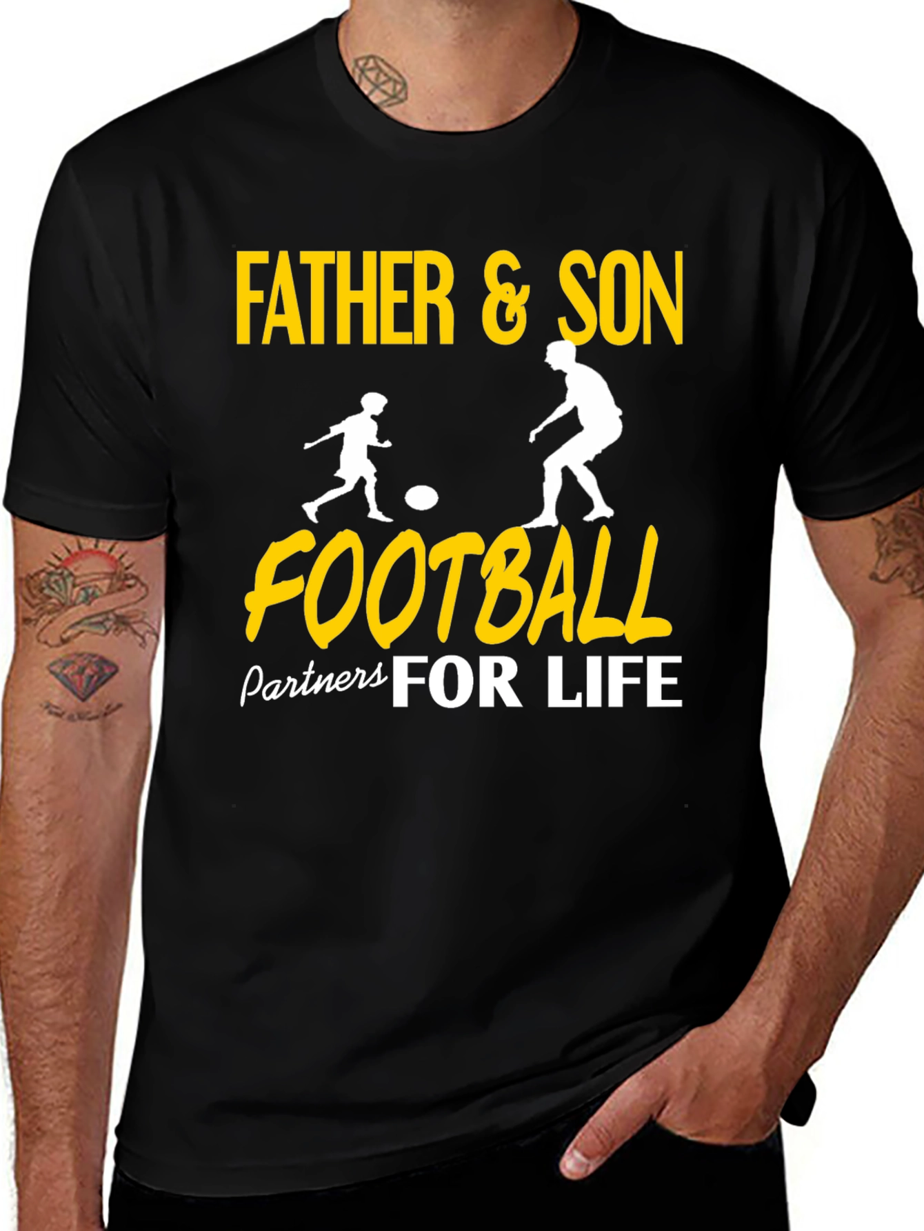 Variant 25 of Father & Son Football Partners For Life Black T-Shirt