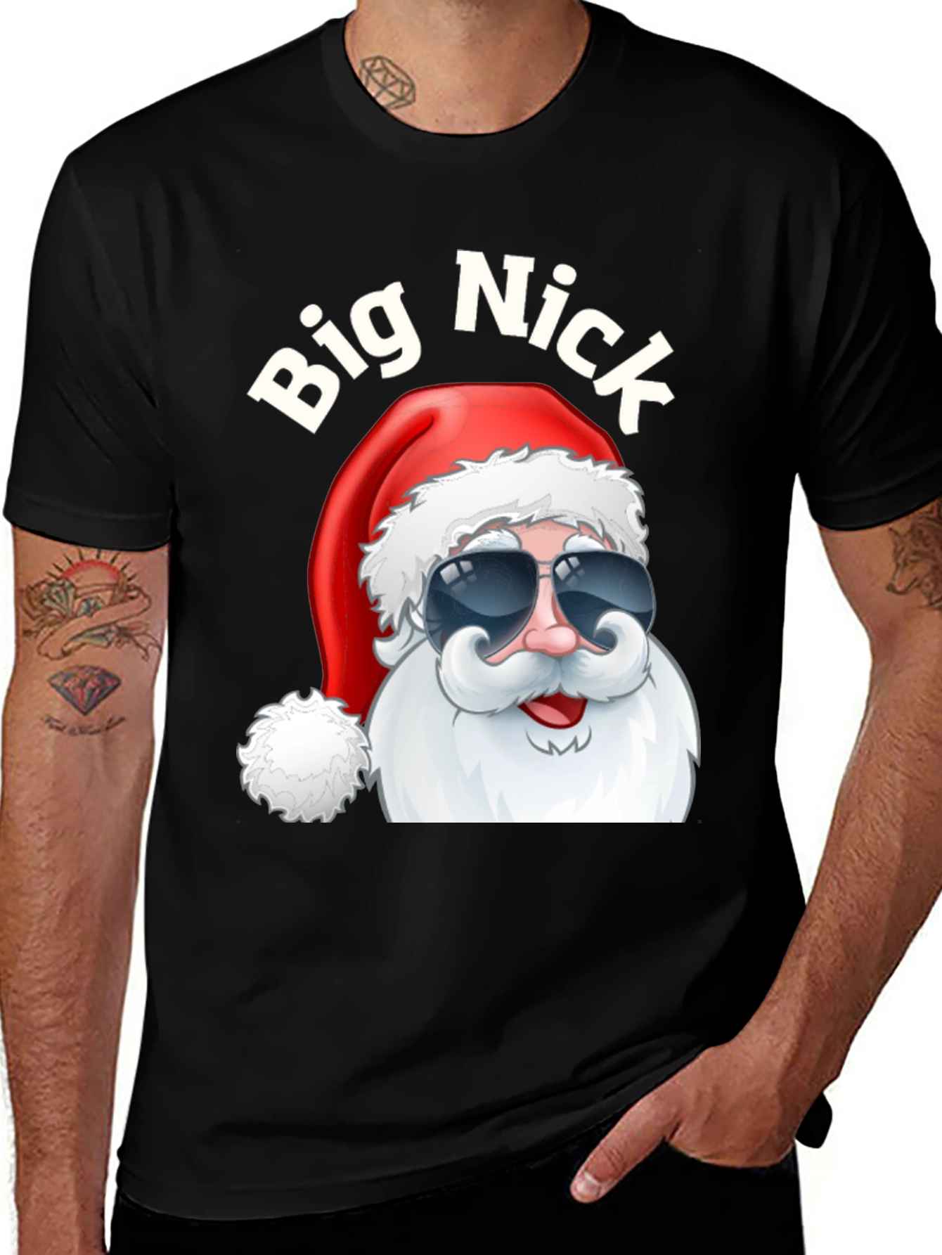 Big Nick Santa Black Graphic Tee