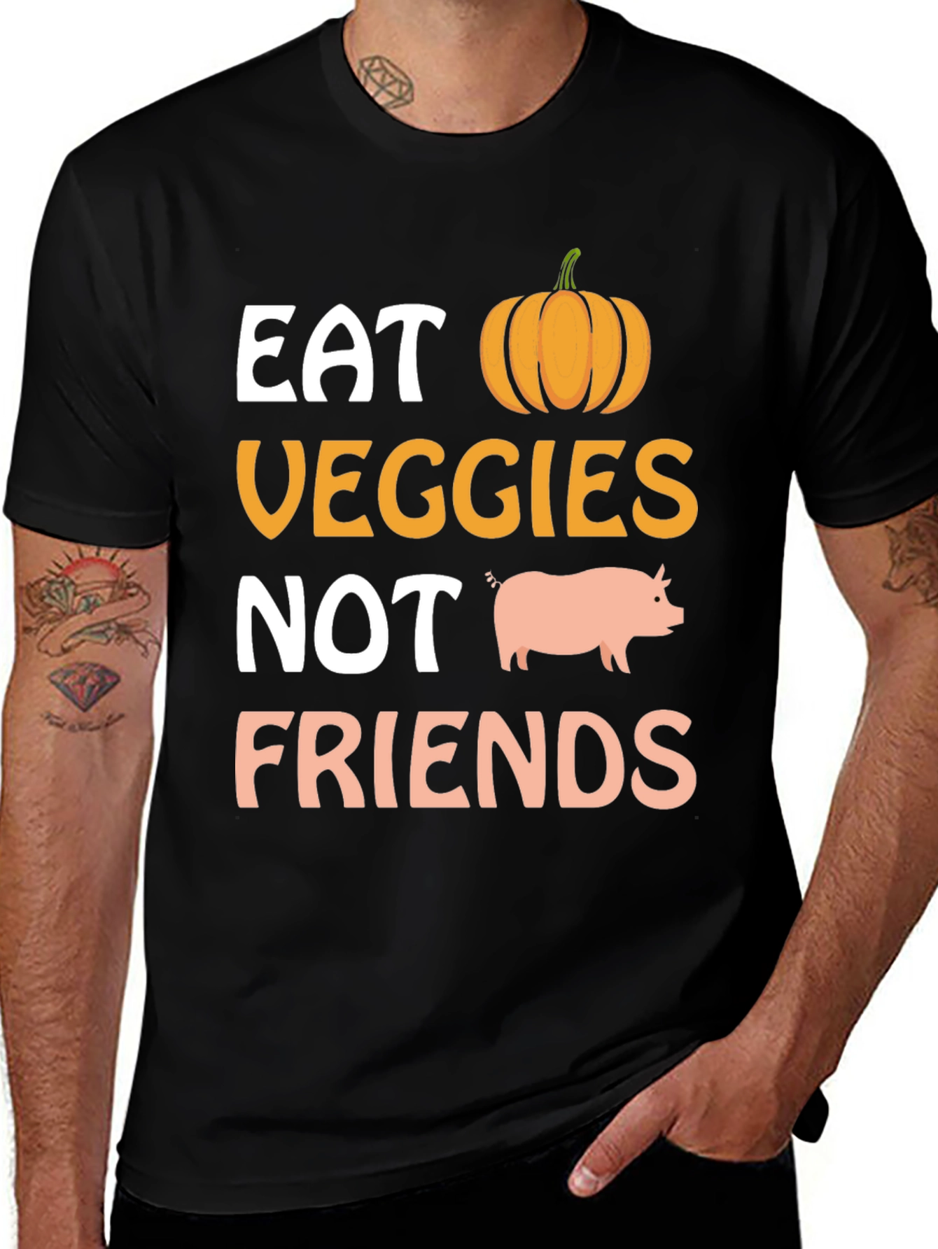 Eat Veggies Not Friends Vegan Graphic T-Shirt