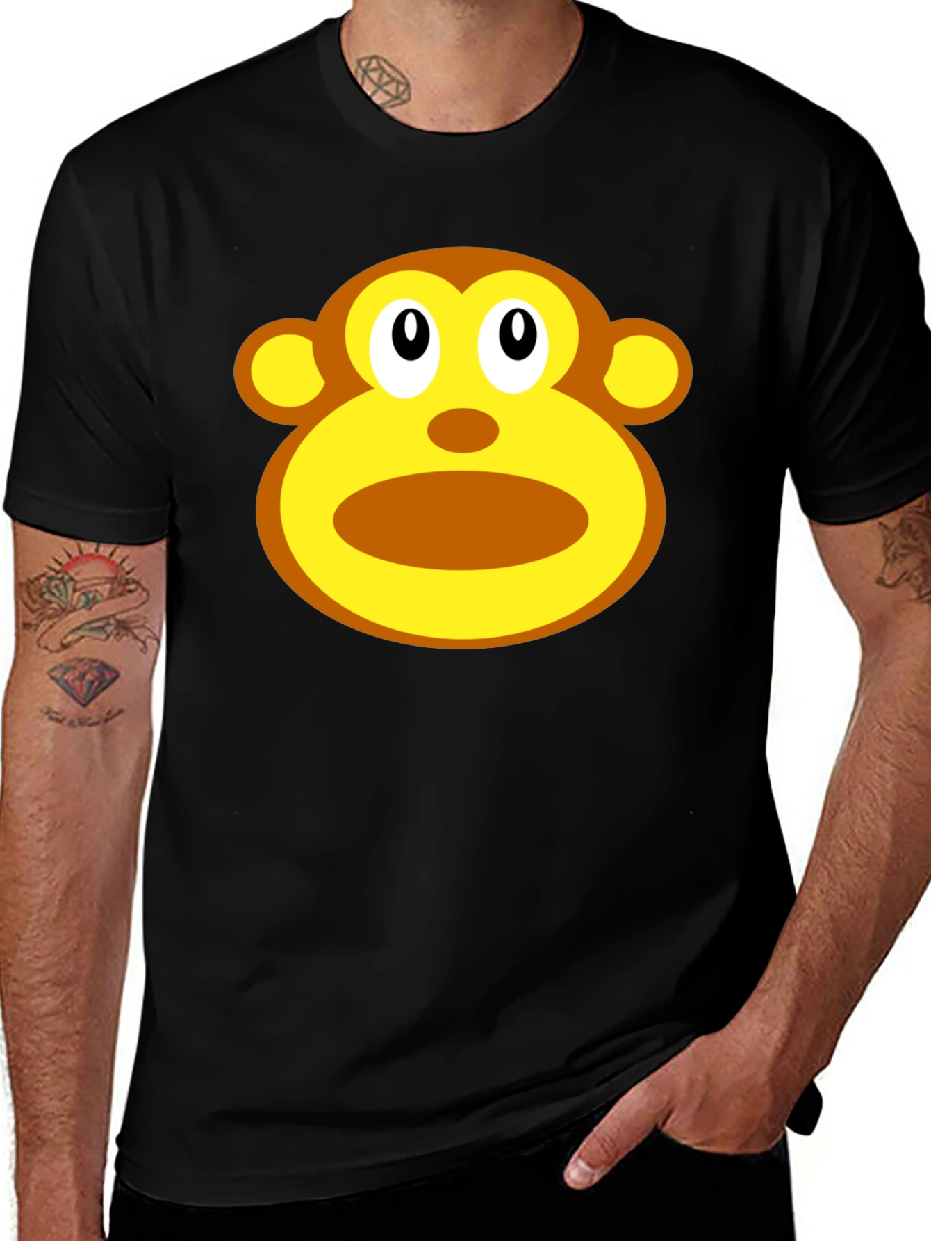 Monkey Face Graphic T-Shirt - Unisex Black Tee