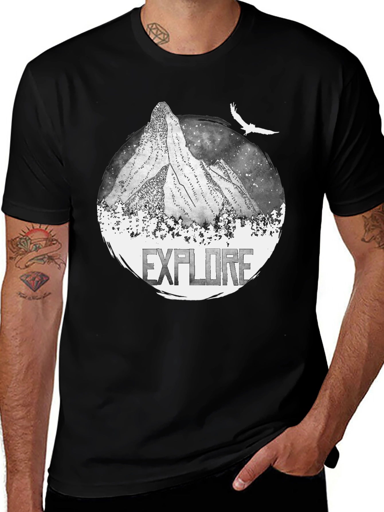 Variant 18 of Explore Mountain Graphic Black T-Shirt