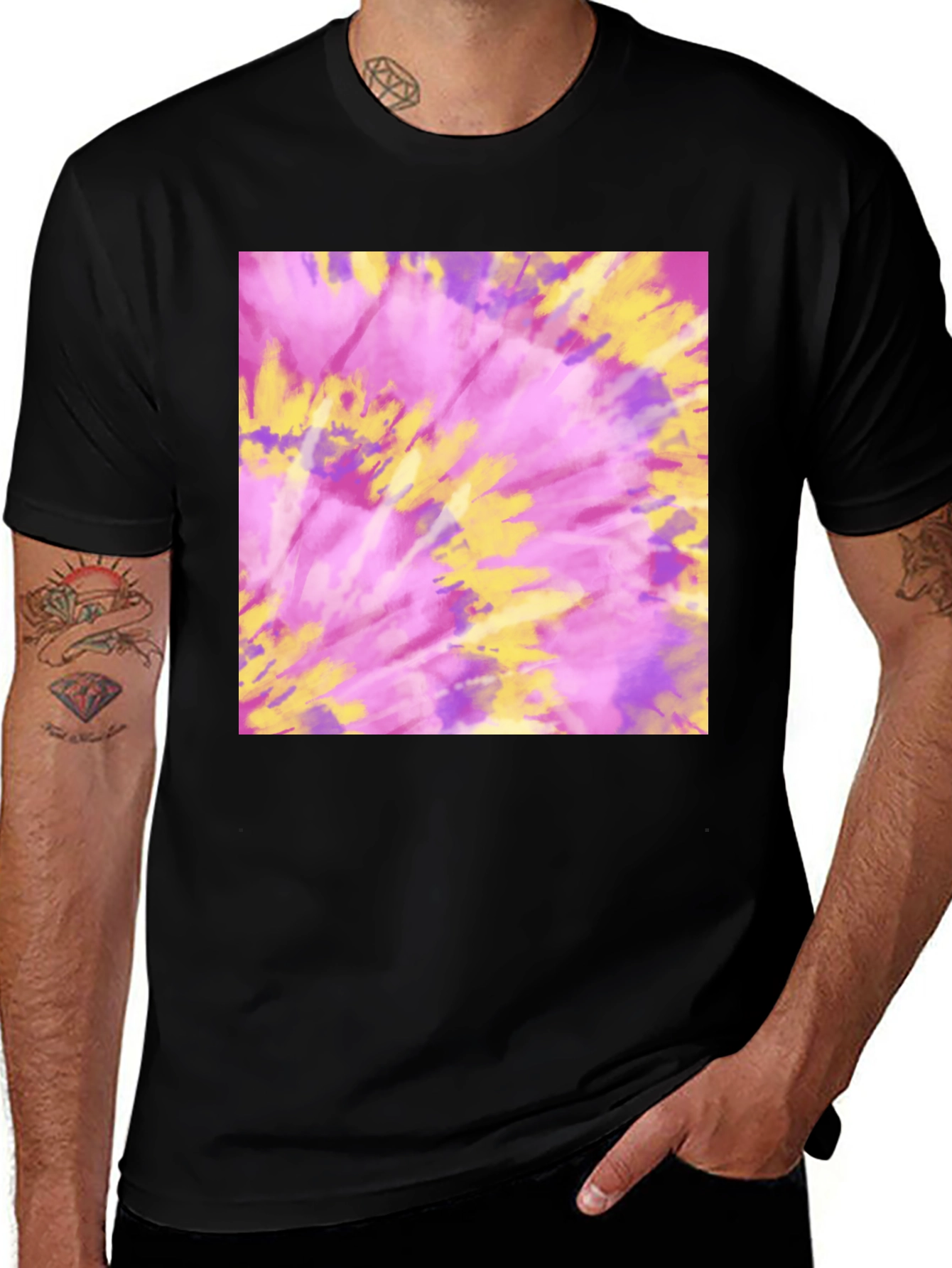 Black Tie-Dye Graphic Tee - Soft & Stylish main image