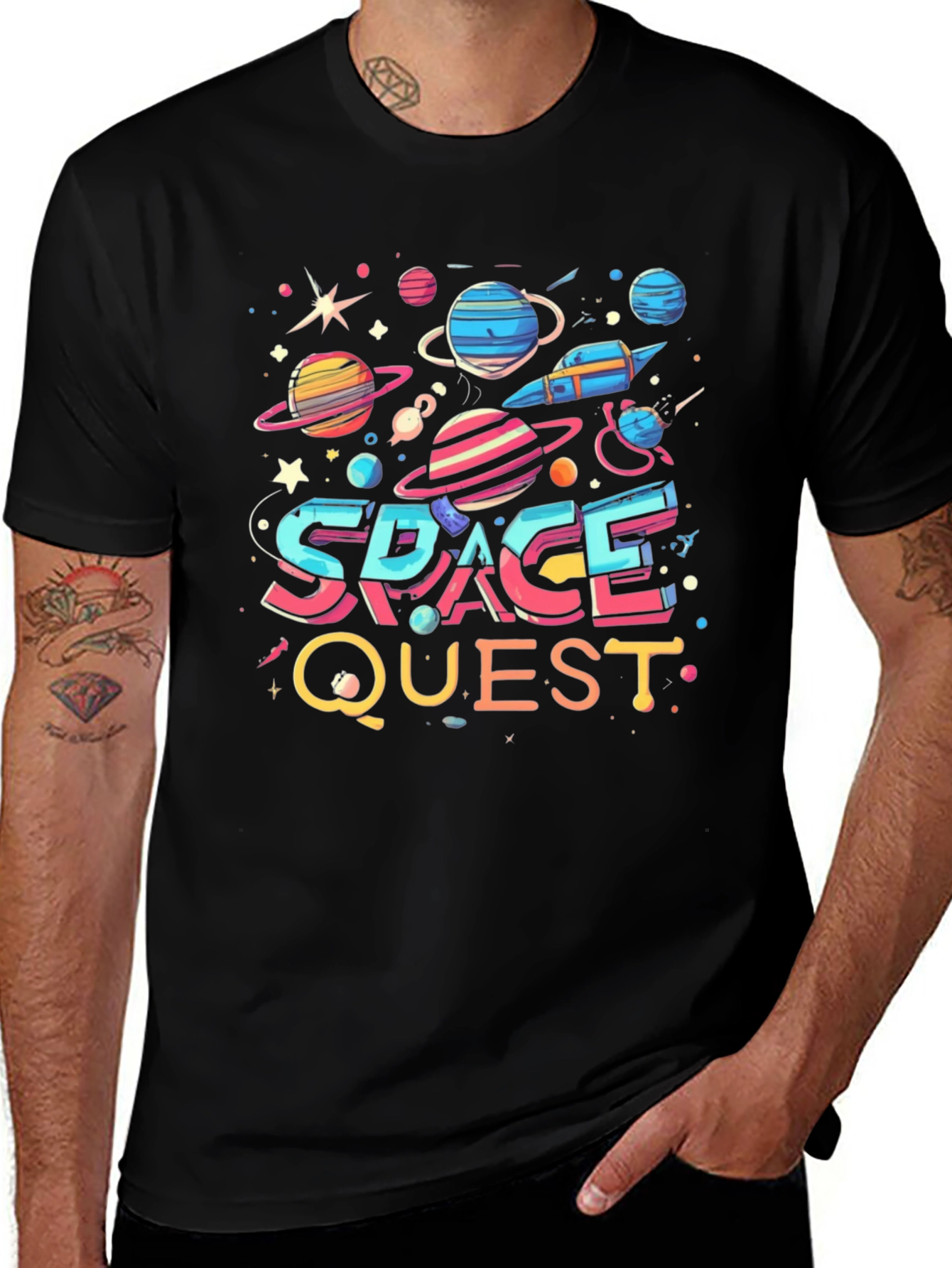 Variant 16 of Space Quest Graphic T-Shirt - Bold Universe Design