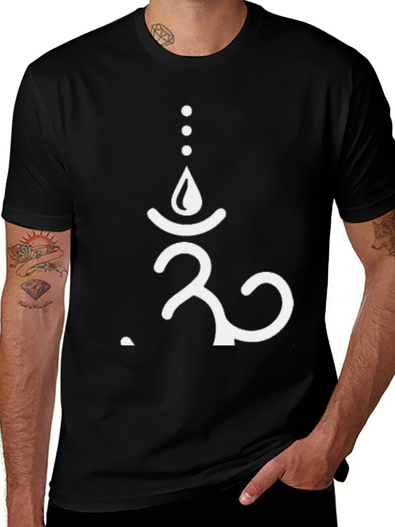 Om Symbol Graphic Tee - Black Cotton Blend