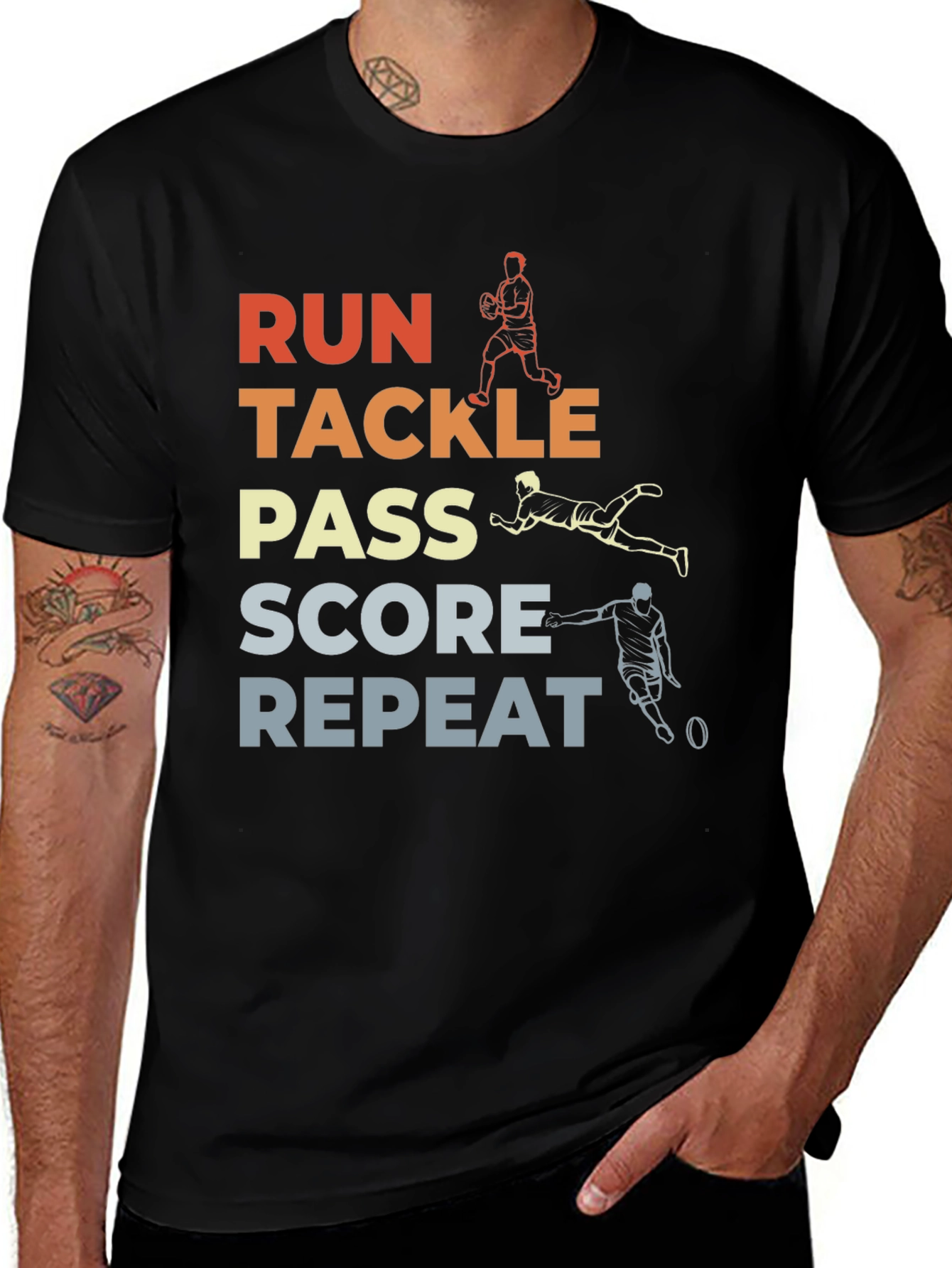 Run Tackle Pass Score Repeat Rugby T-Shirt