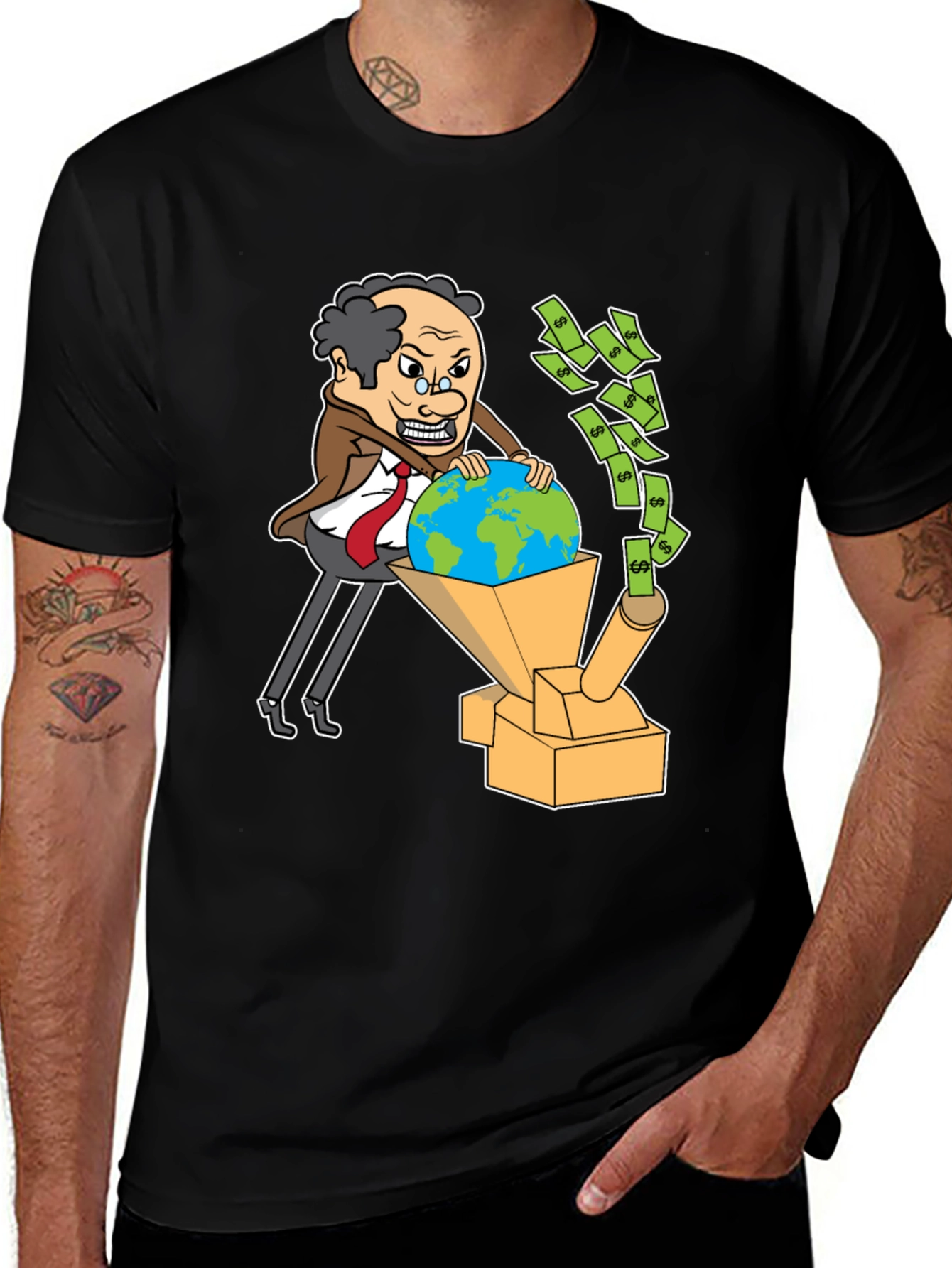 Variant 2 of Greedy Businessman Exploiting Earth T-Shirt