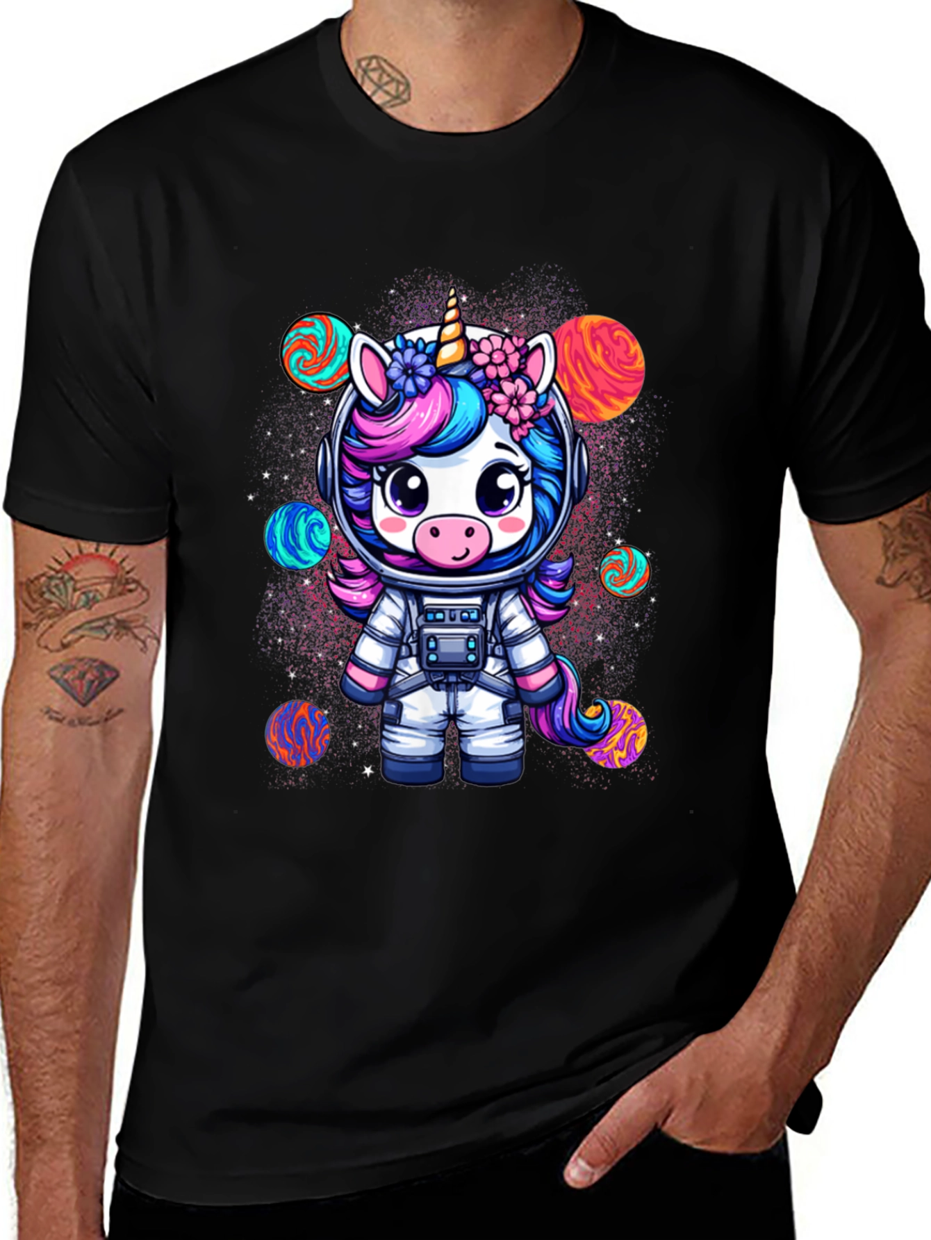 Variant 4 of Unicorn Astronaut Graphic T-Shirt
