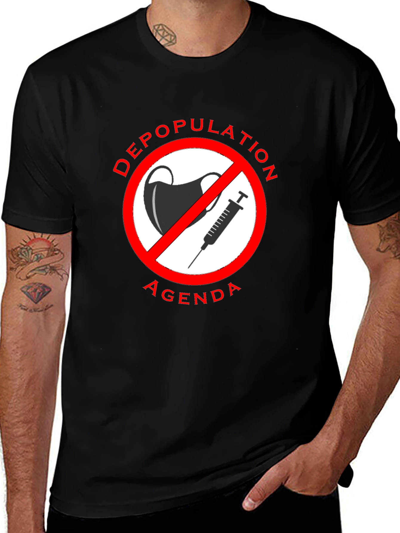 Variant 3 of Depopulation Agenda T-Shirt - Anti-Mask & Vaccine Stance