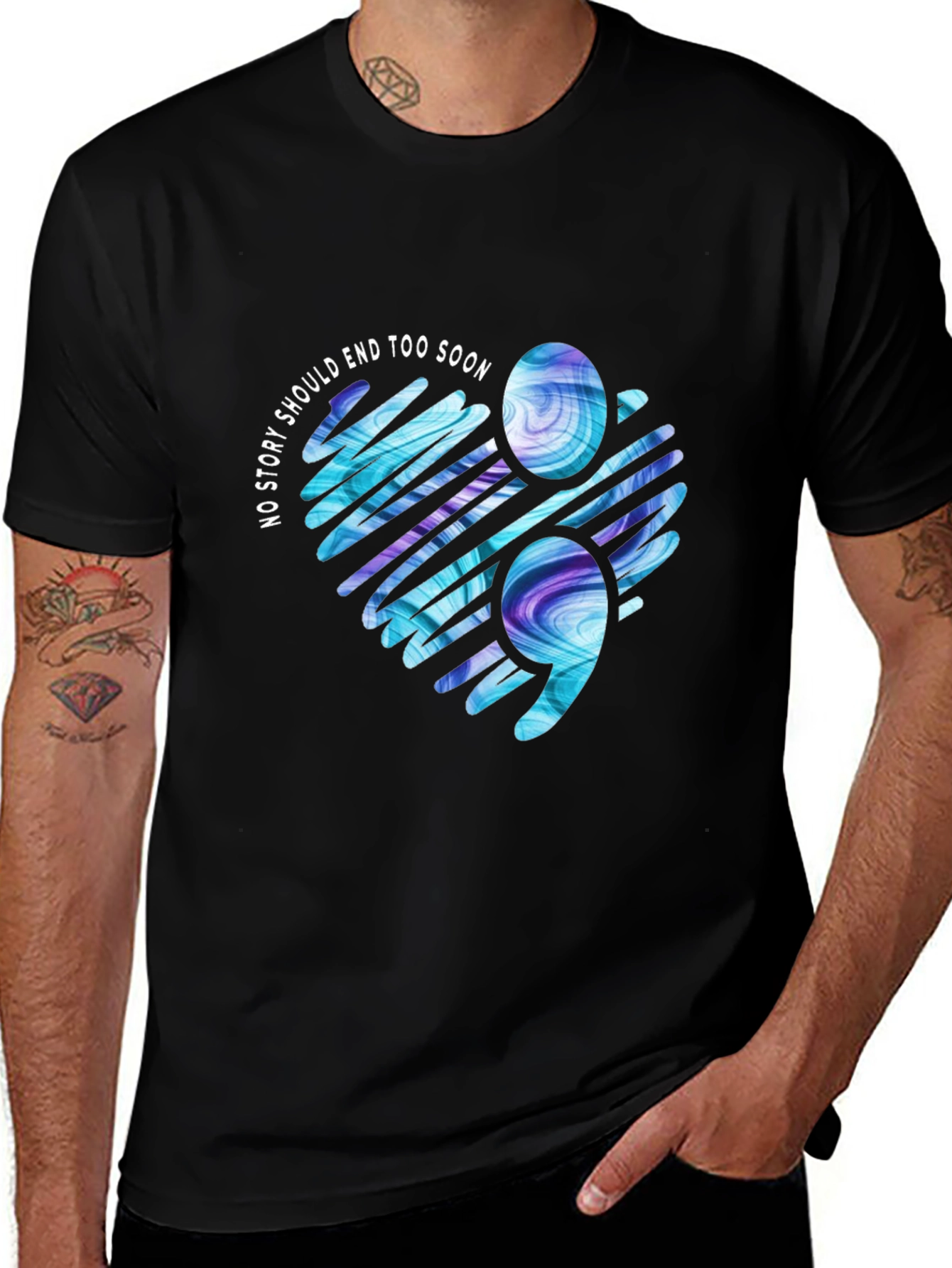 Variant 30 of Semicolon Mental Health Awareness Tee - No Story Should End Too Soon
