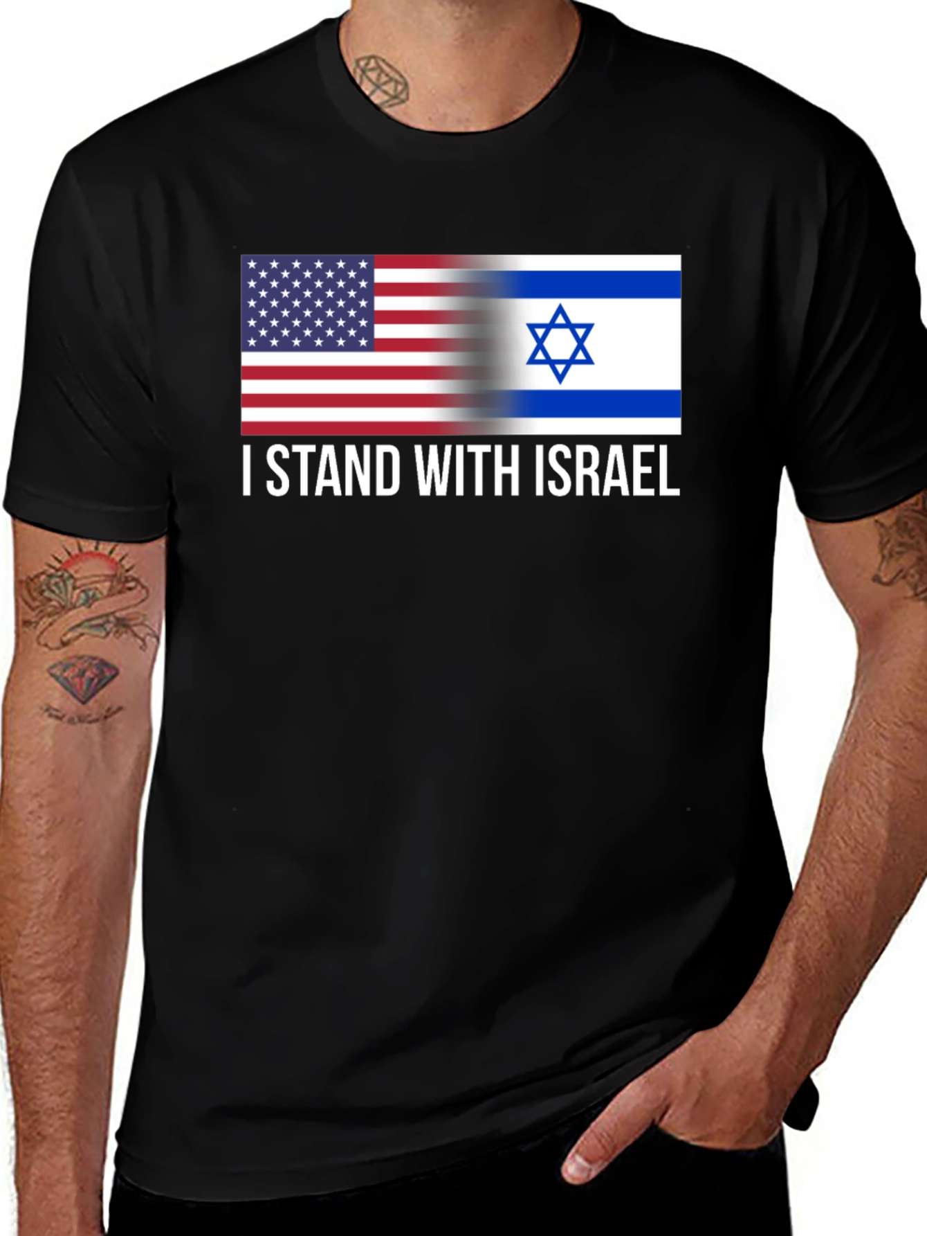I Stand With Israel T-Shirt USA Israel Flag