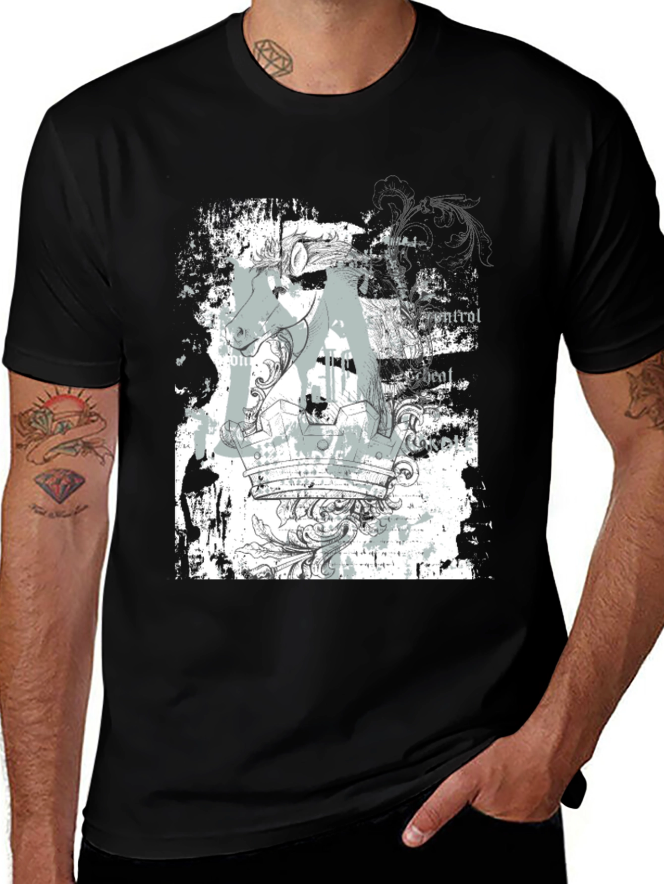 Variant 25 of Abstract Graphic Print Black T-Shirt