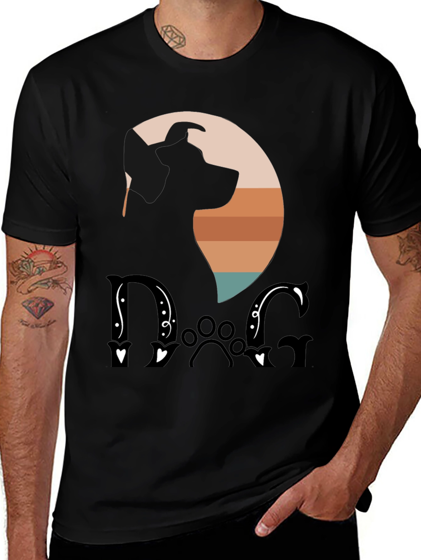 Variant 28 of Dog Silhouette Graphic Tee - Black