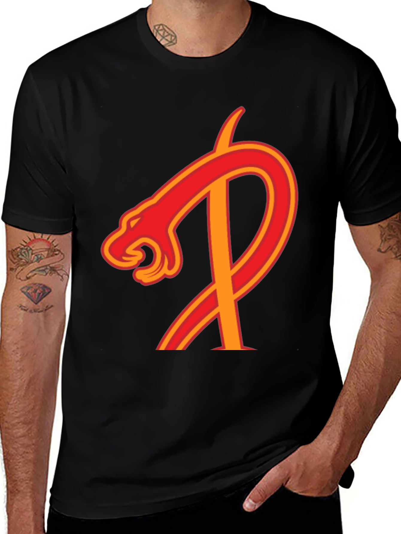 Variant 22 of Serpent 'P' Logo Black T-Shirt